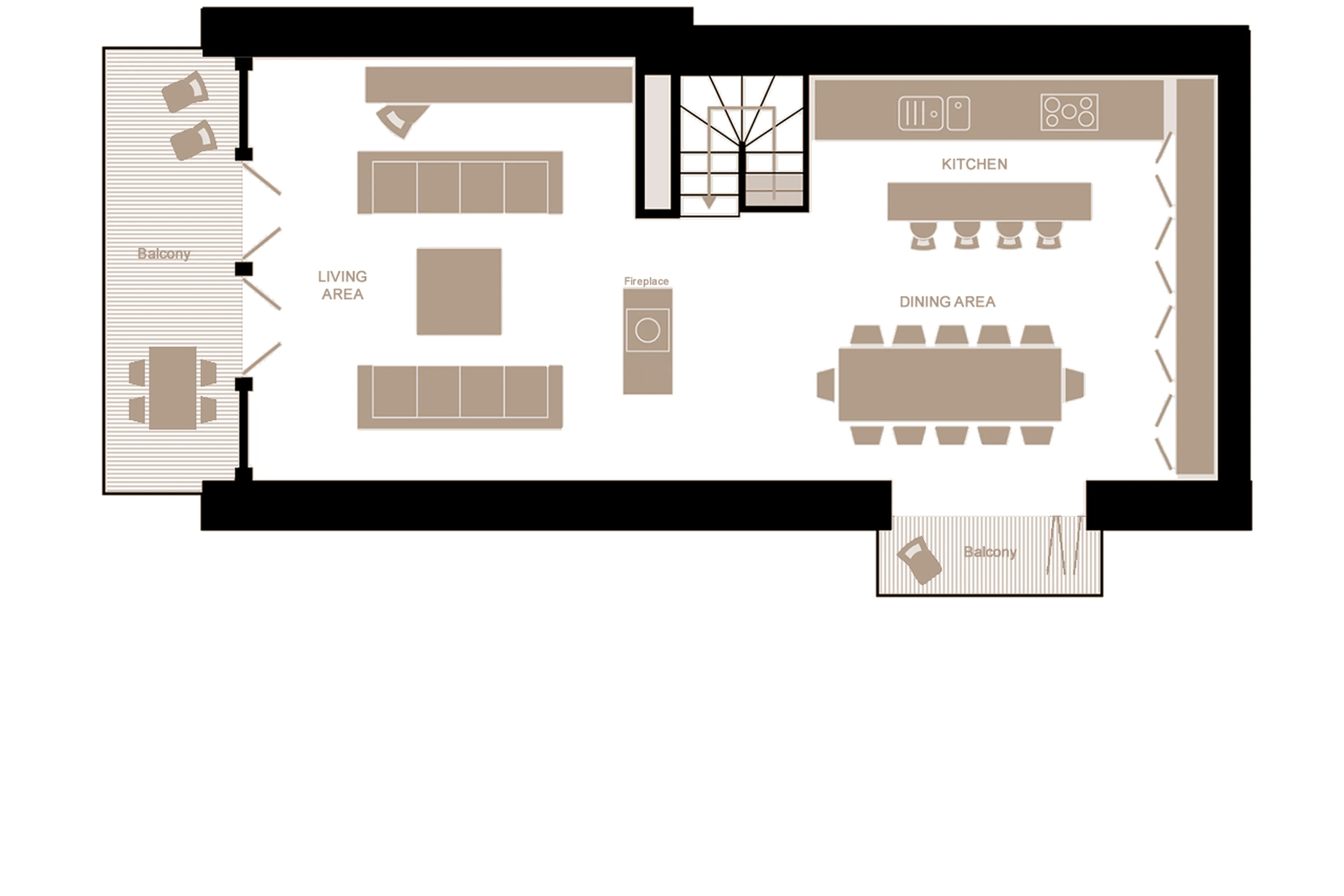 Level 2 floor plan of Chalet Zanskar in St Martin de Belleville