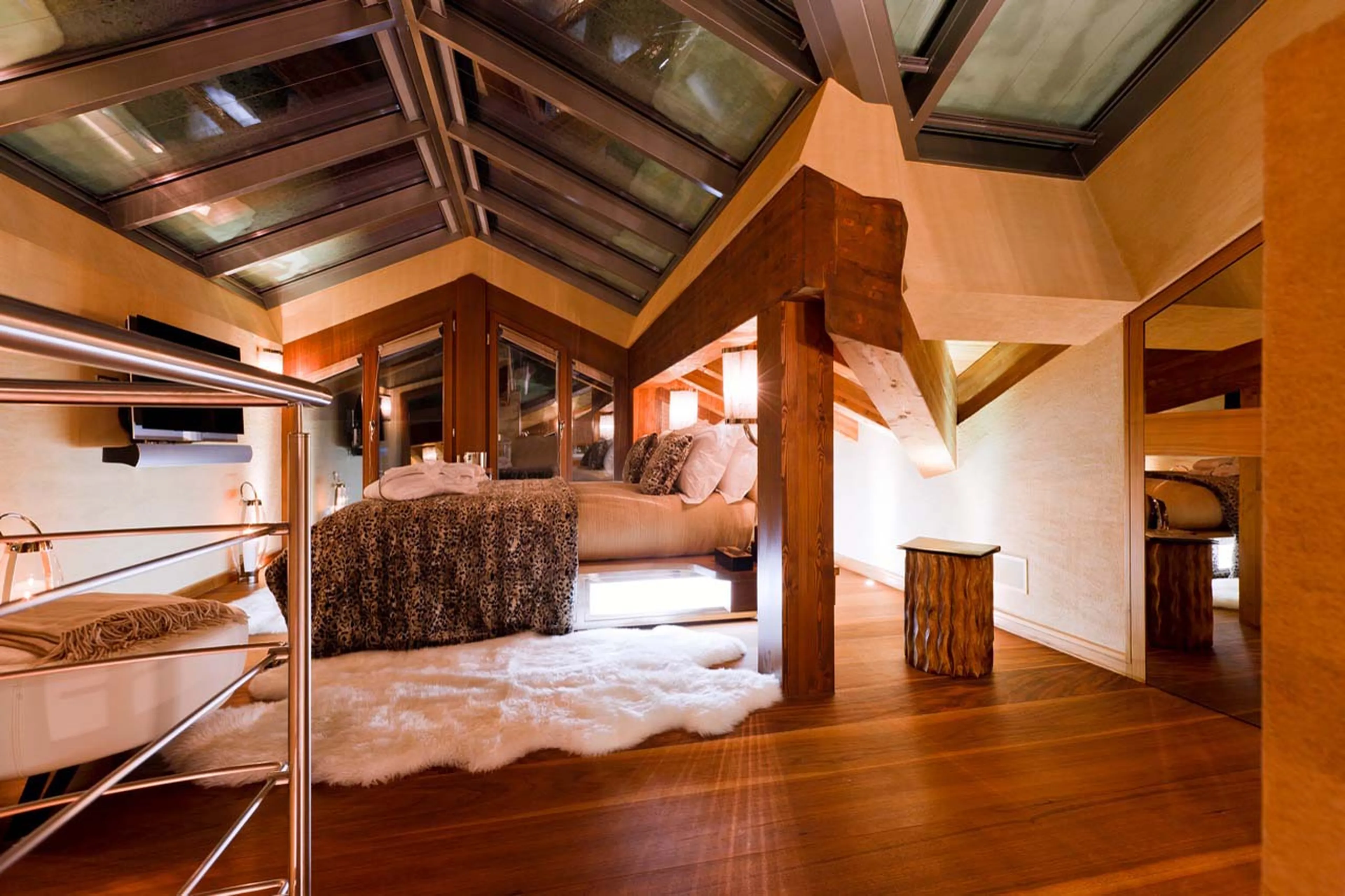 Gallery bedroom at night in Chalet Zermatt Peak in Zermatt