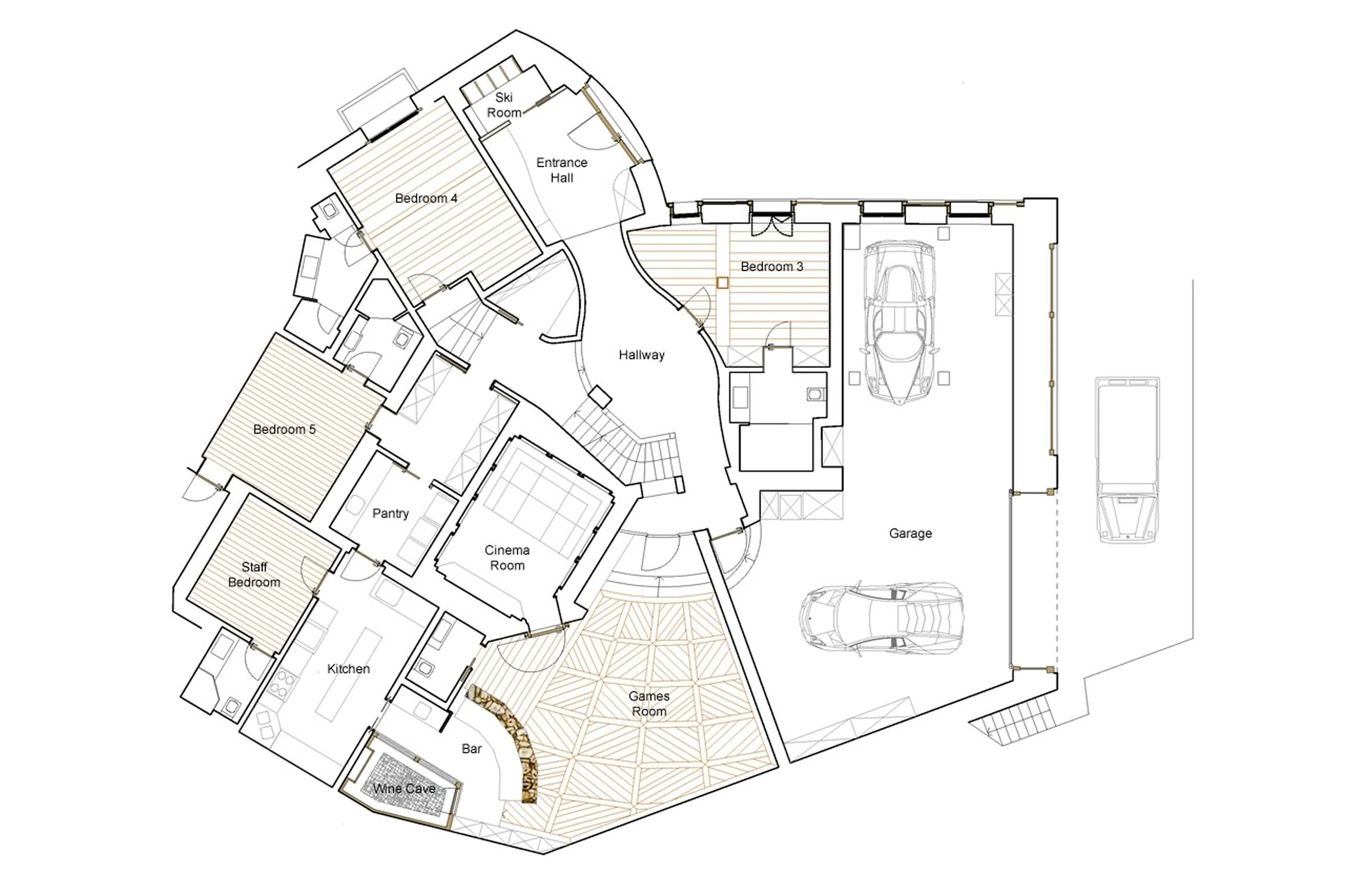 Level -1 floor plan of Chesa El Toula in St Moritz