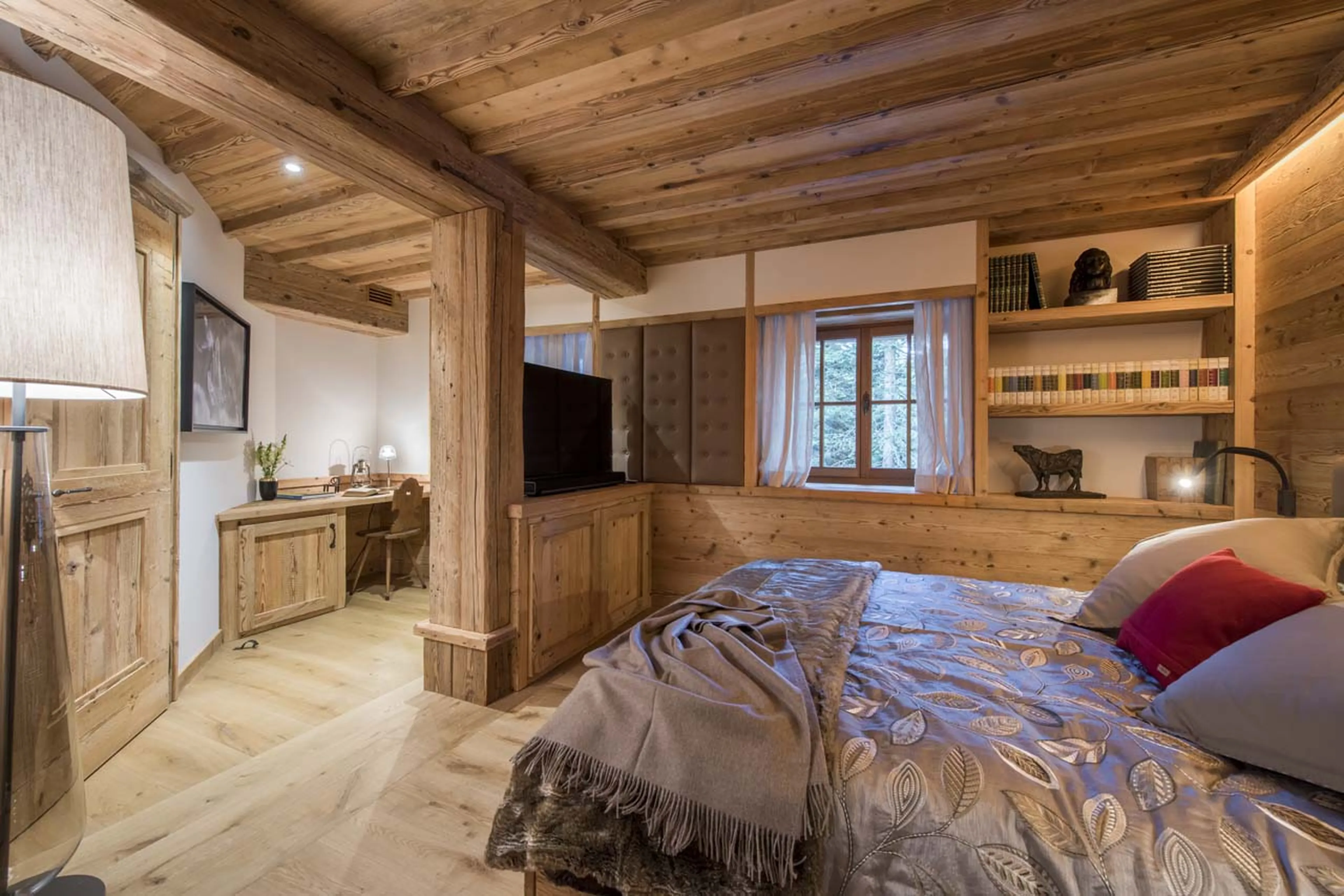 Bedroom three office area at Chesa El Toula in St Moritz