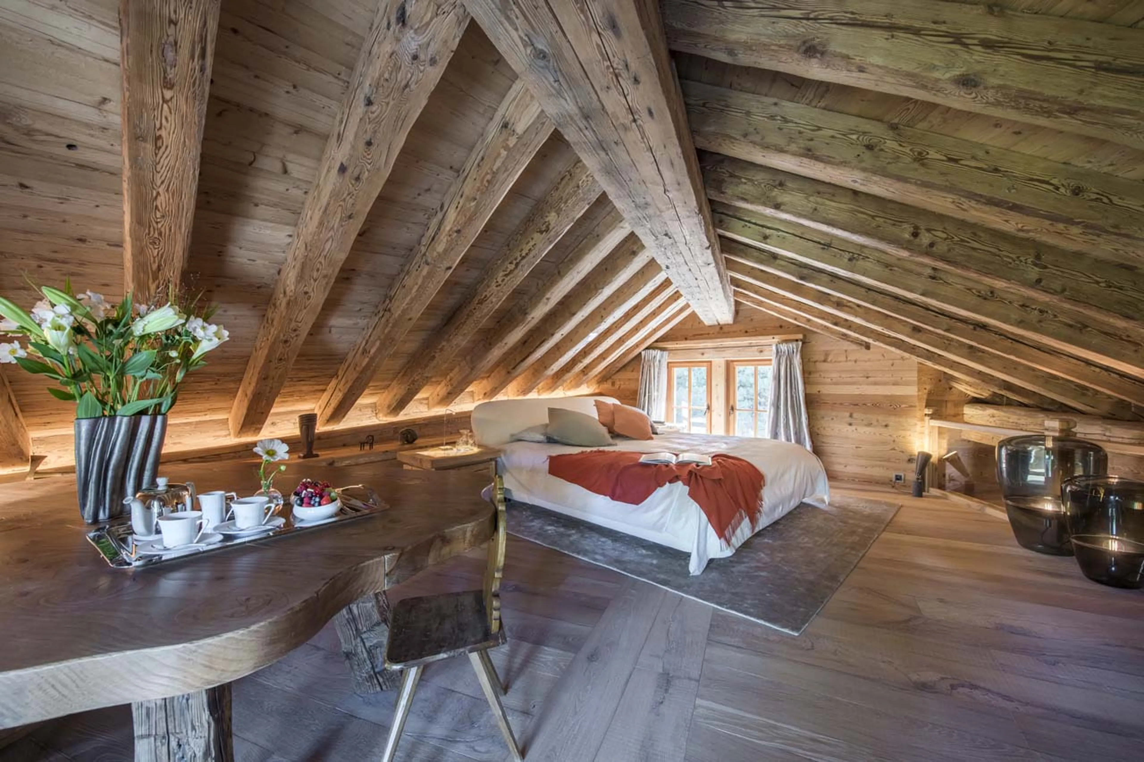 Bedroom one at Chesa El Toula in St Moritz