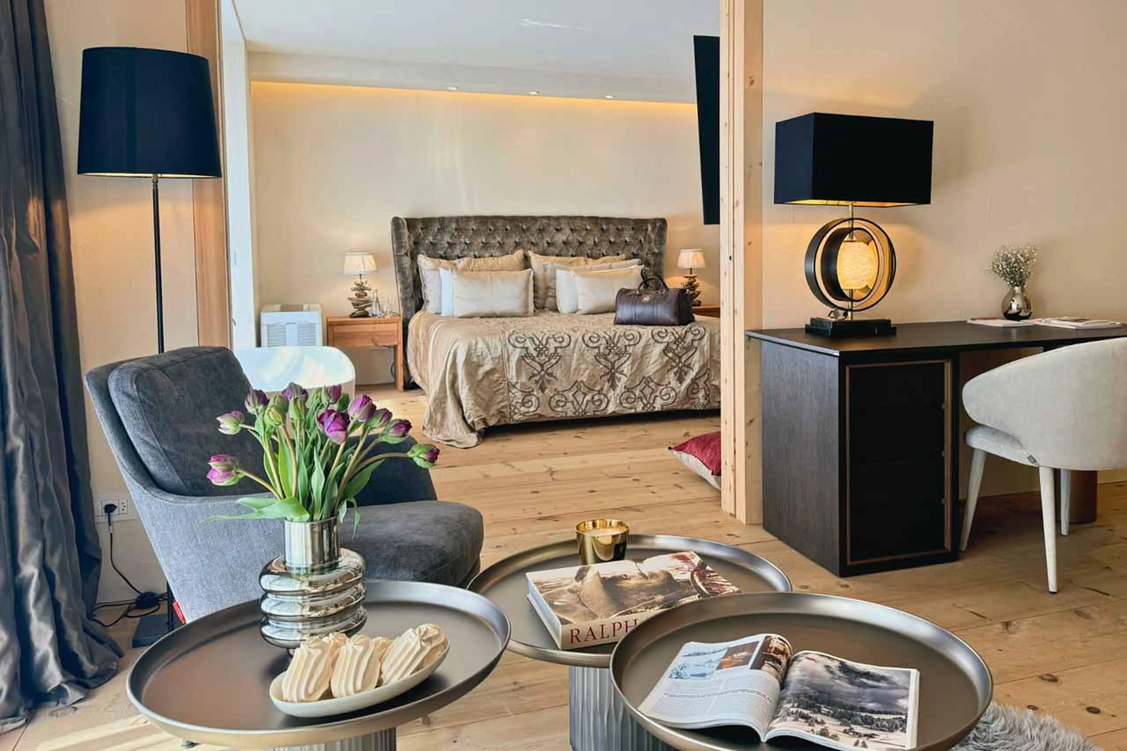 Double bedroom at Chesa Laret in St Moritz