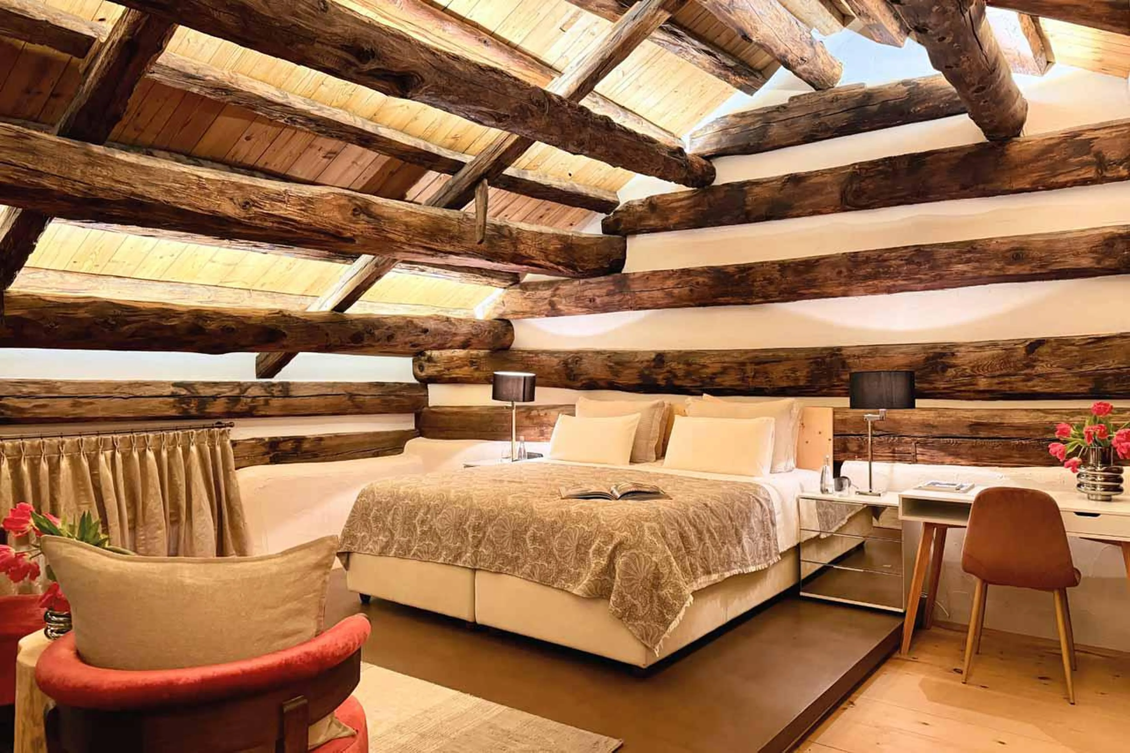 Double bedroom at Chesa Laret in St Moritz