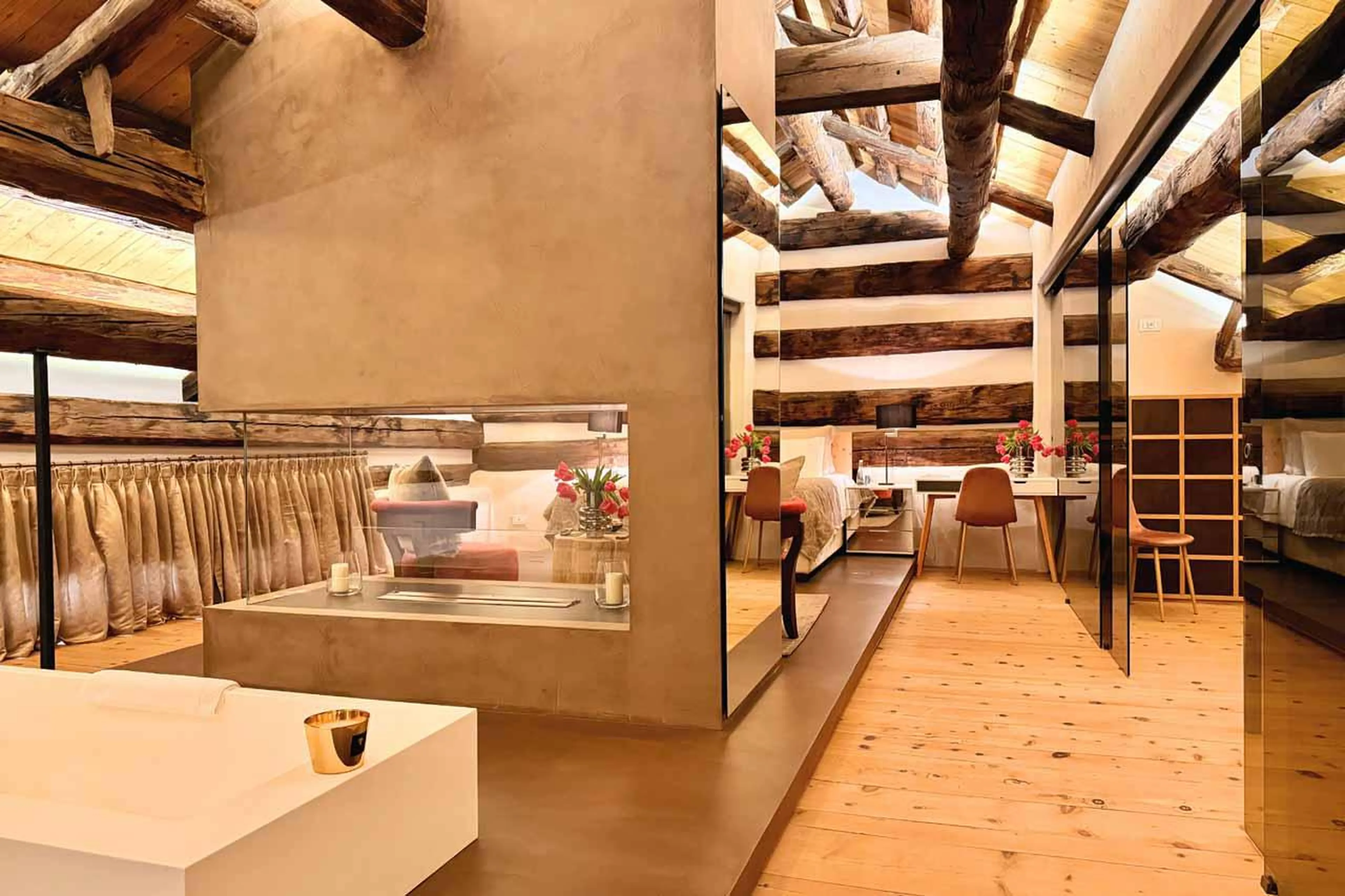 En-suite in bedroom at Chesa Laret in St Moritz