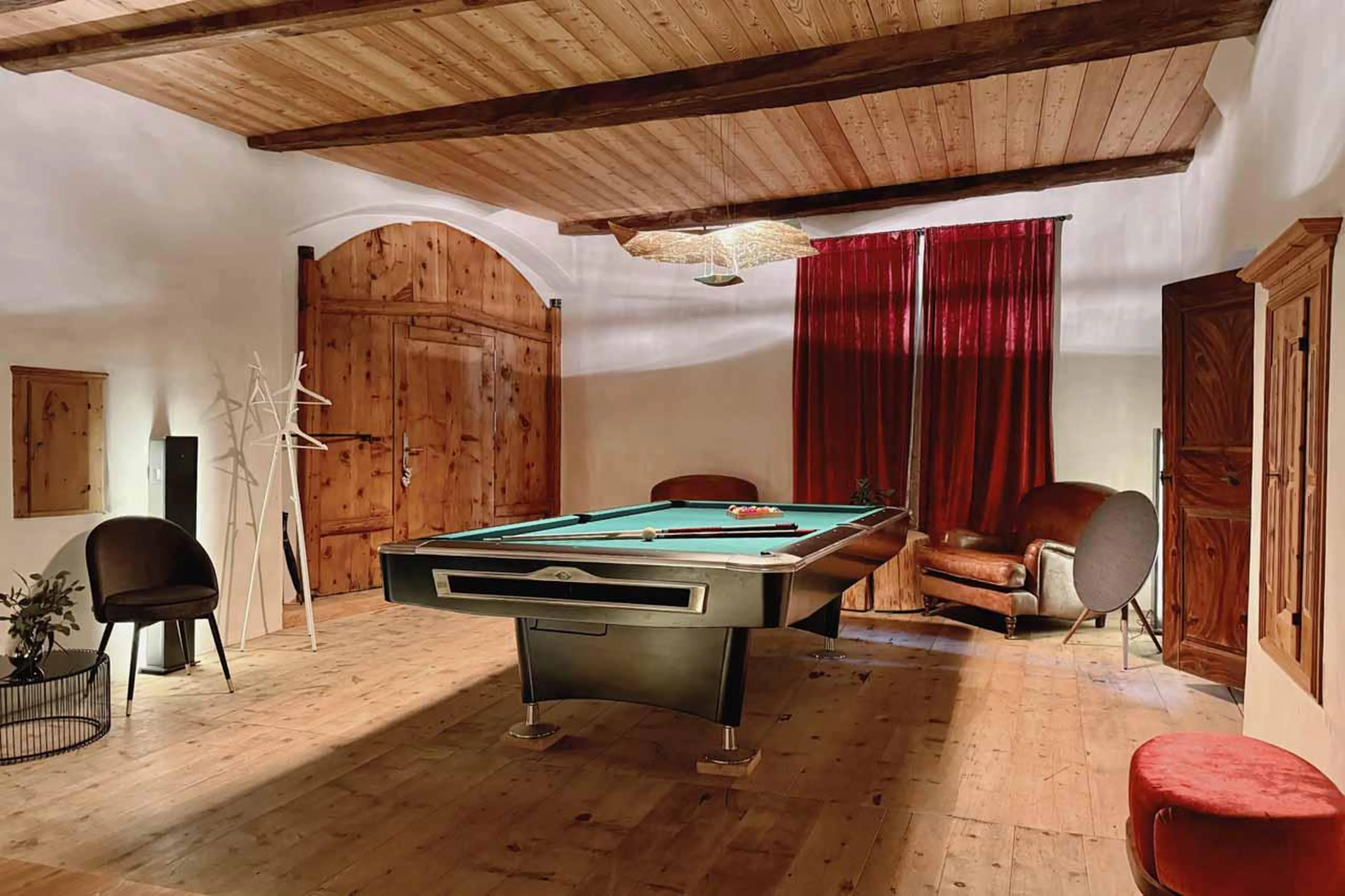Billiards room at Chesa Laret in St Moritz