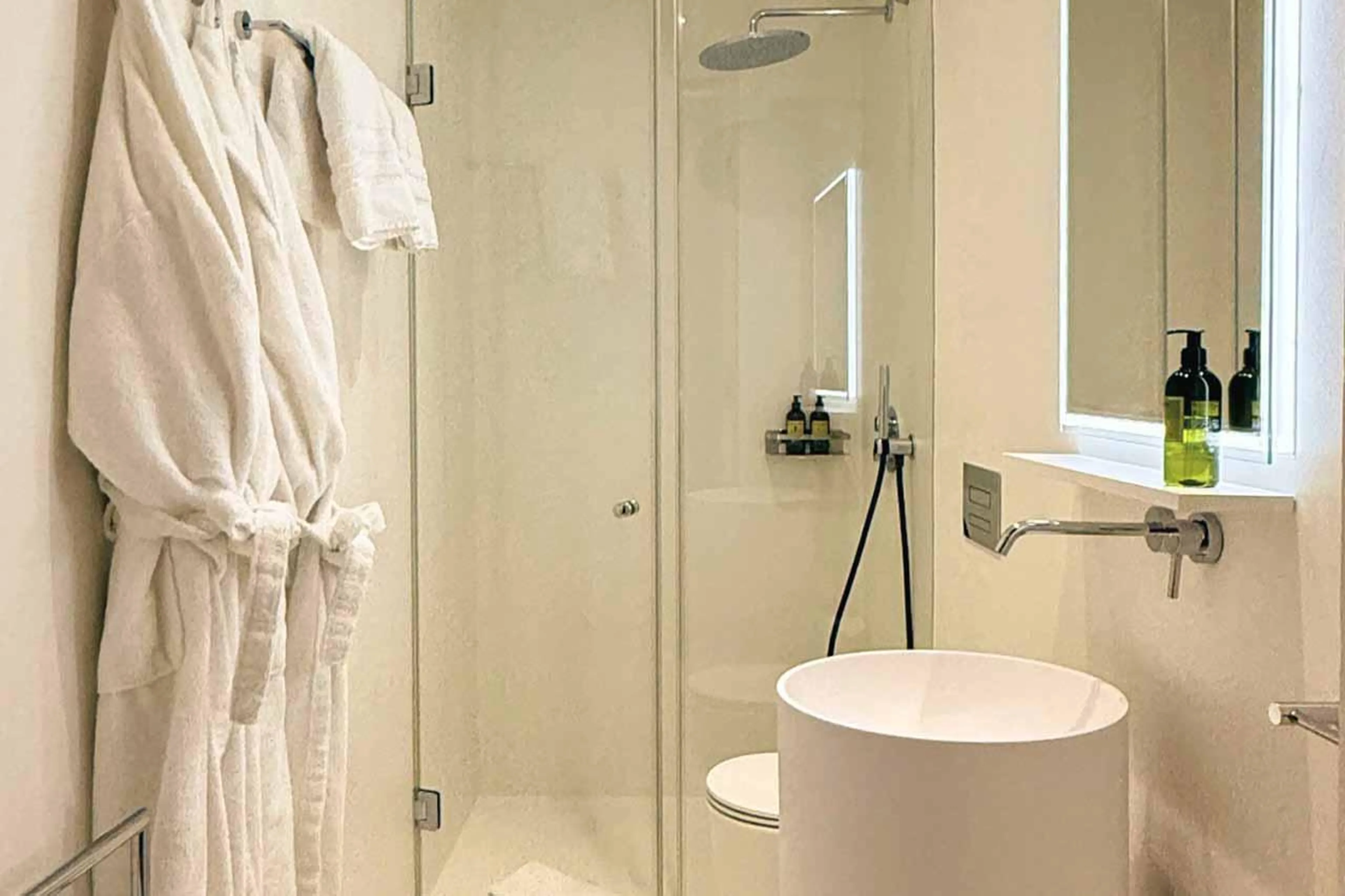 Shower room at Chesa Laret in St Moritz