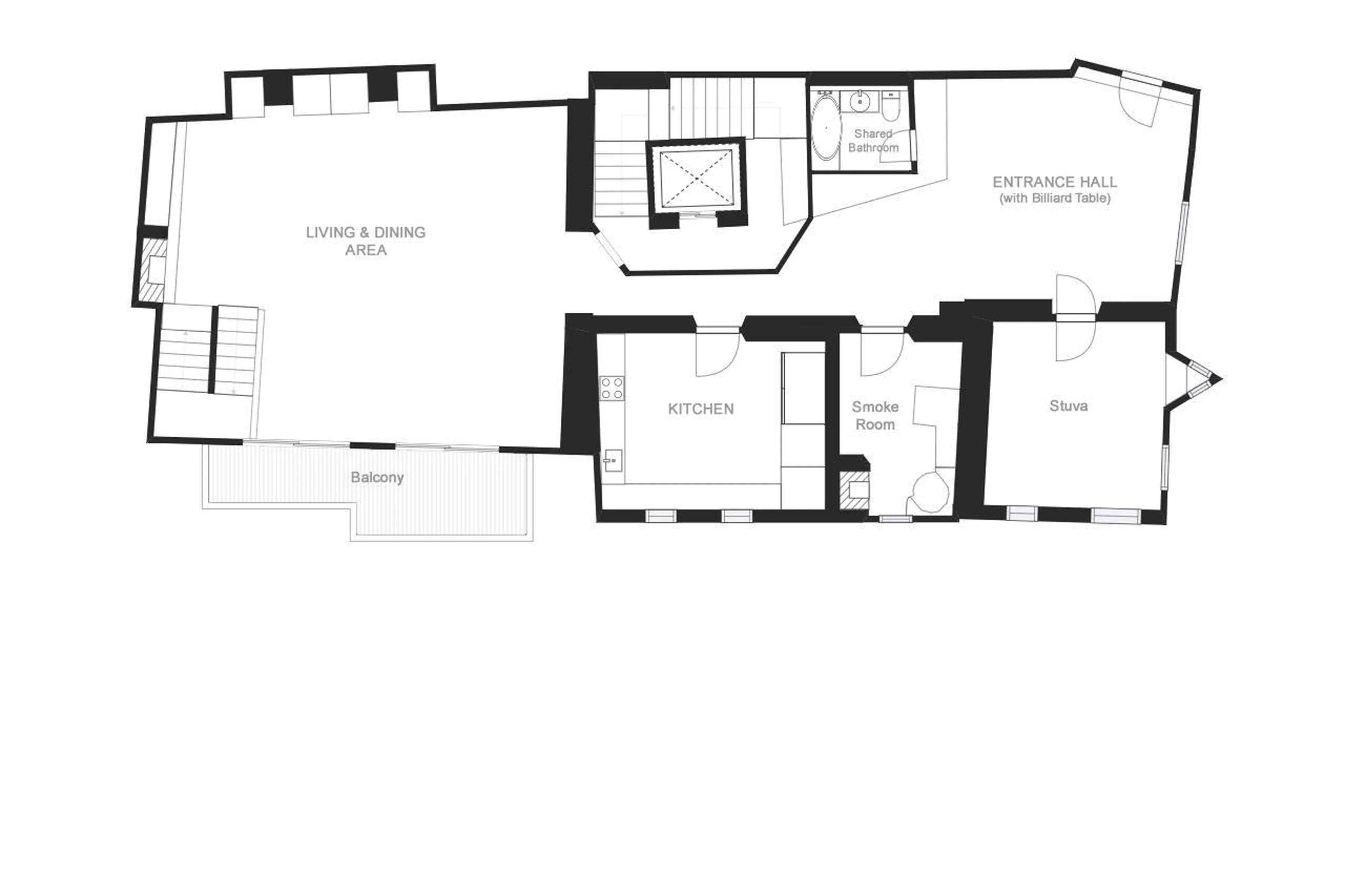 Level 2 floor plans of Chesa Laret in St Moritz
