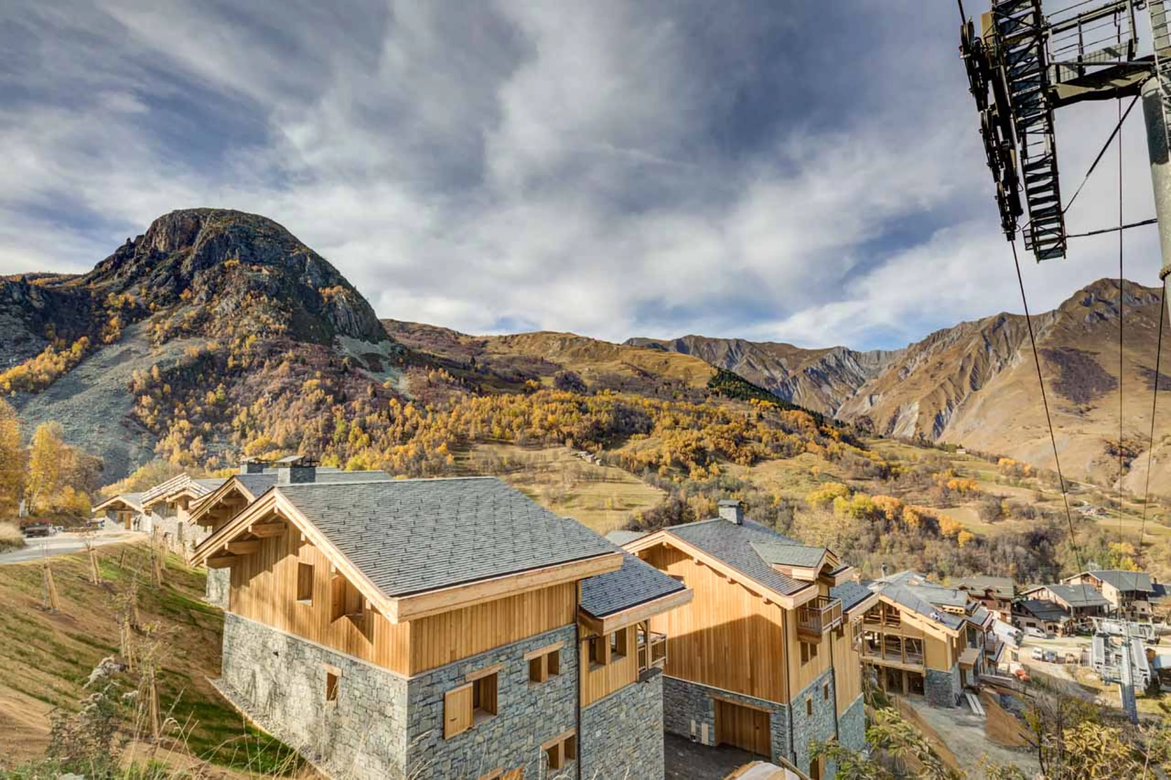Exterior view looking down over Chez Bugi in St Martin de Belleville