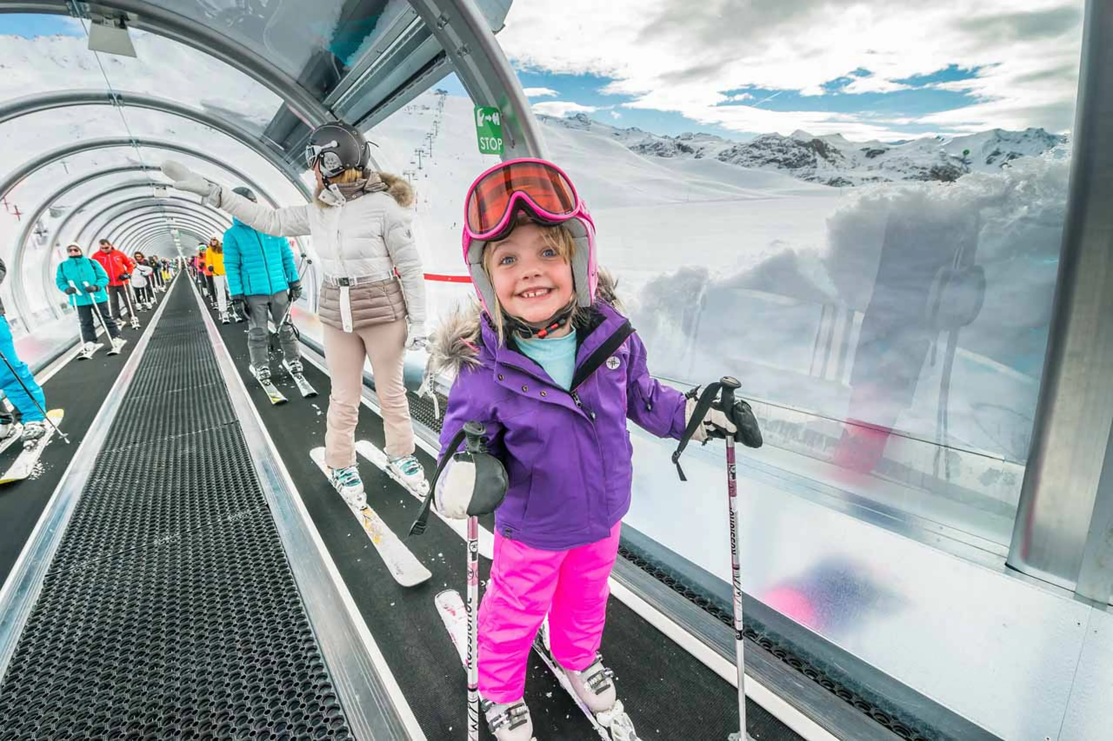 Child beginner skier in Val d'Isere