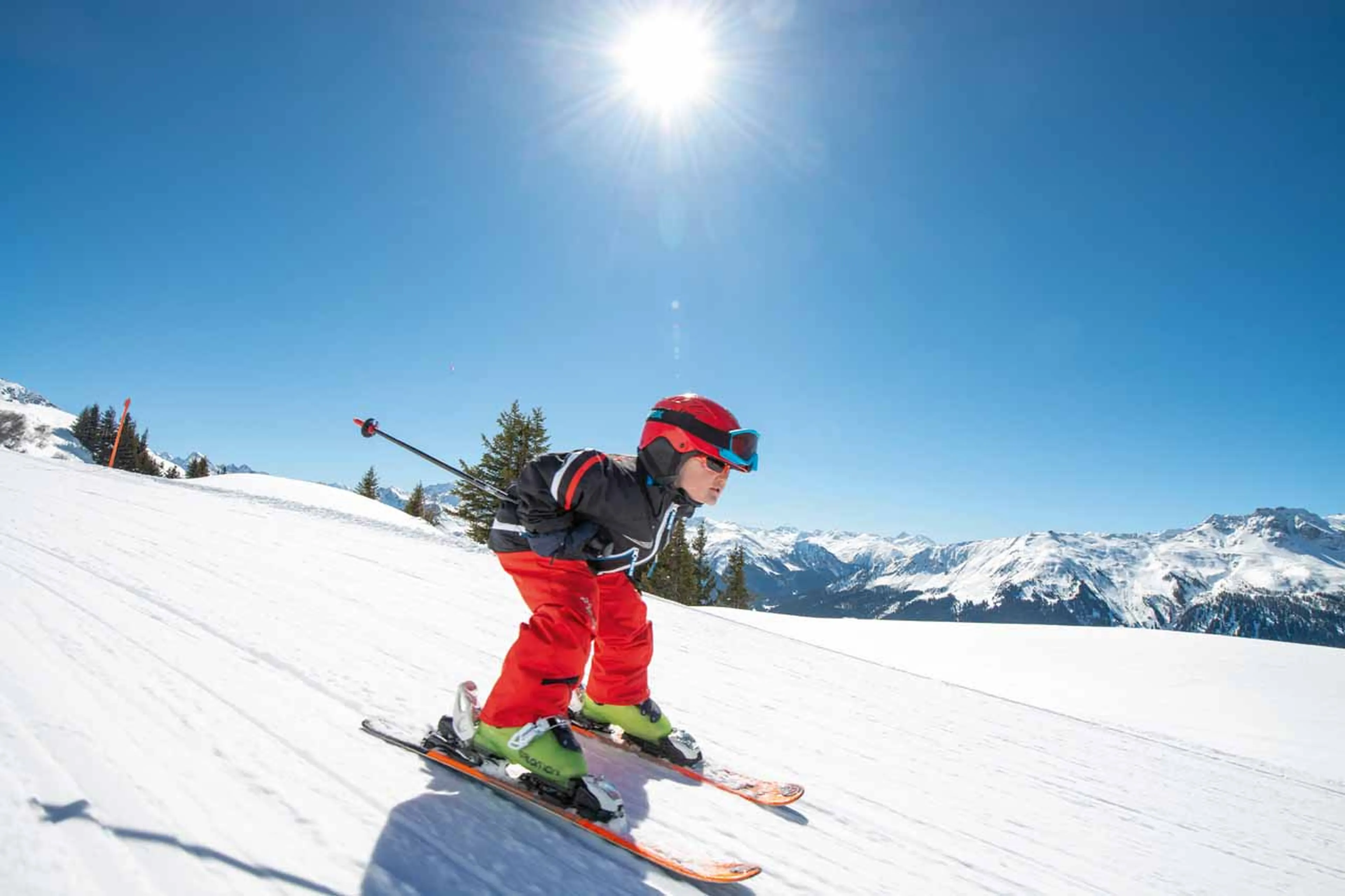 Child skiing in Davos Klosters