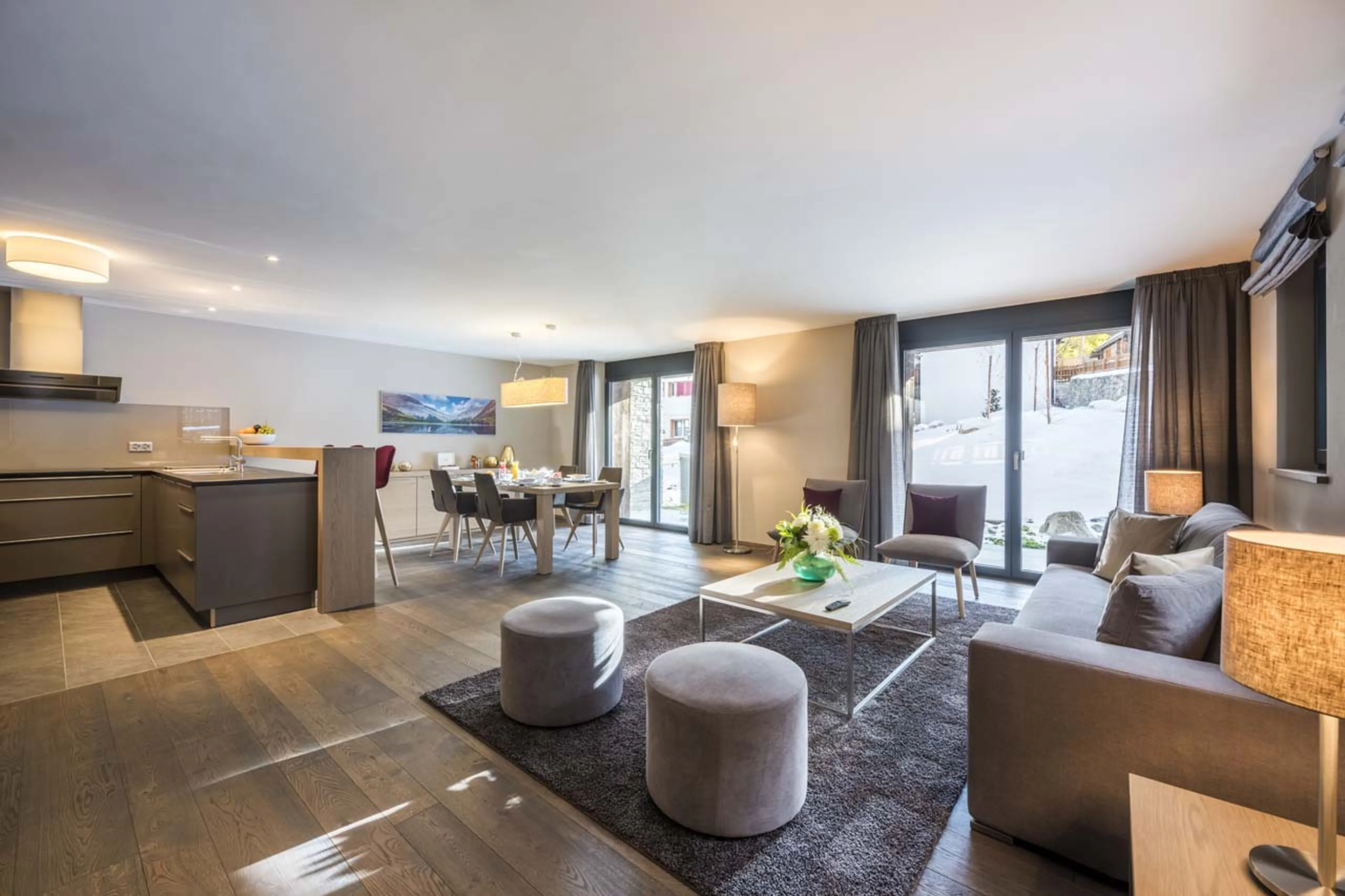 Apartment 1 living area in Christiania Residence in Zermatt
