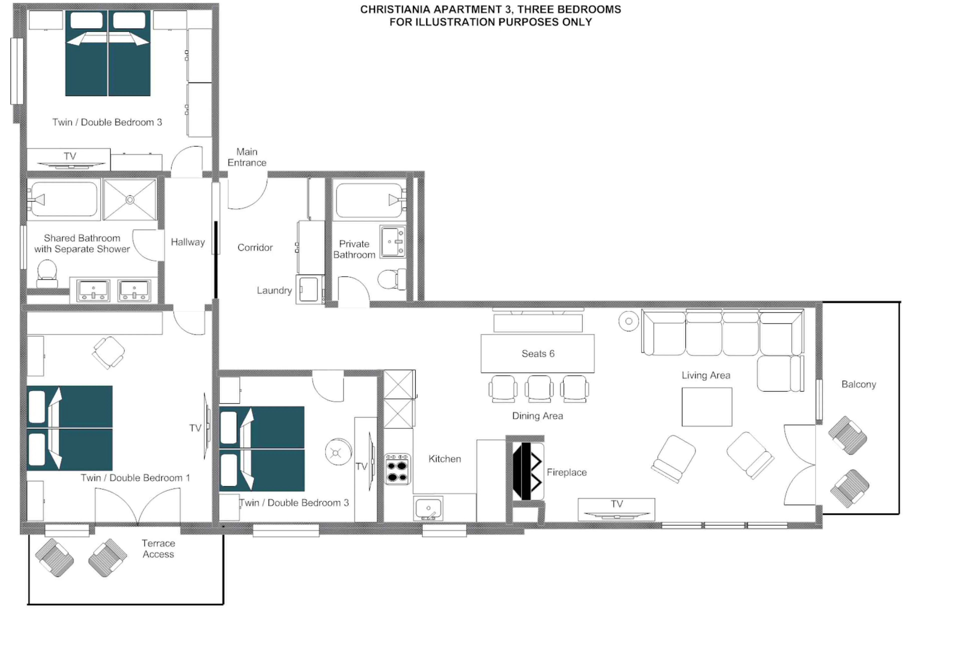 Apartment 3 floor plan of Christiania Residence in Zermatt