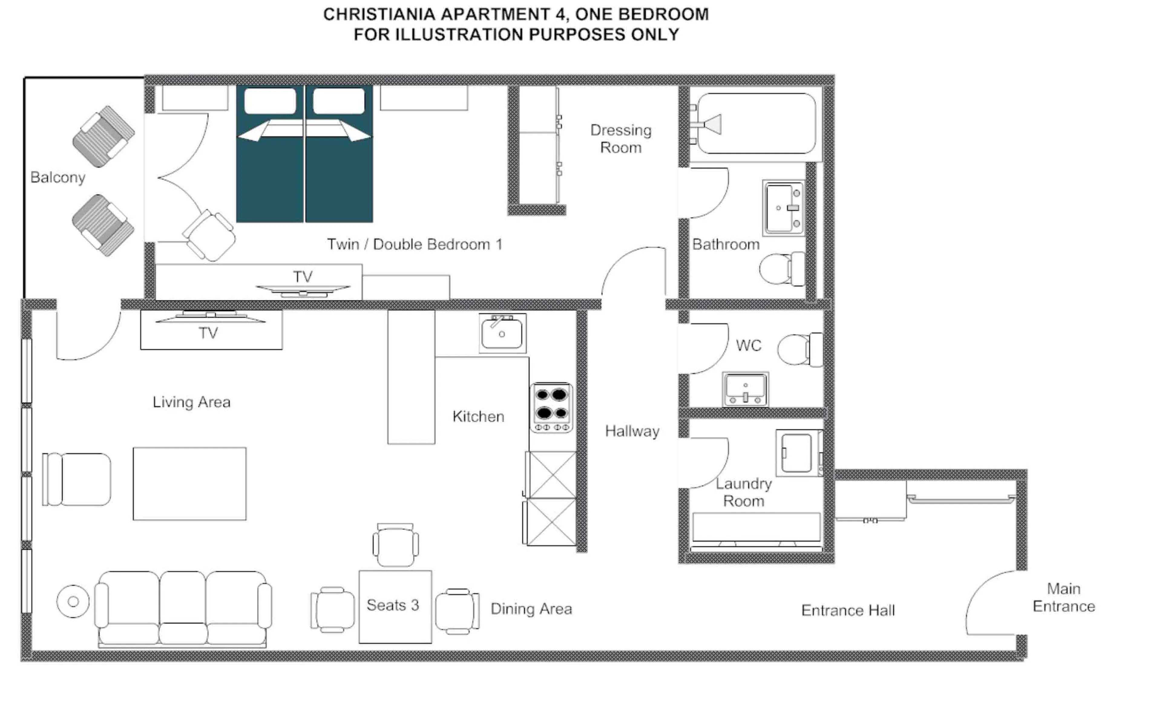 Apartment 4 floor plan in Christiania Residence in Zermatt
