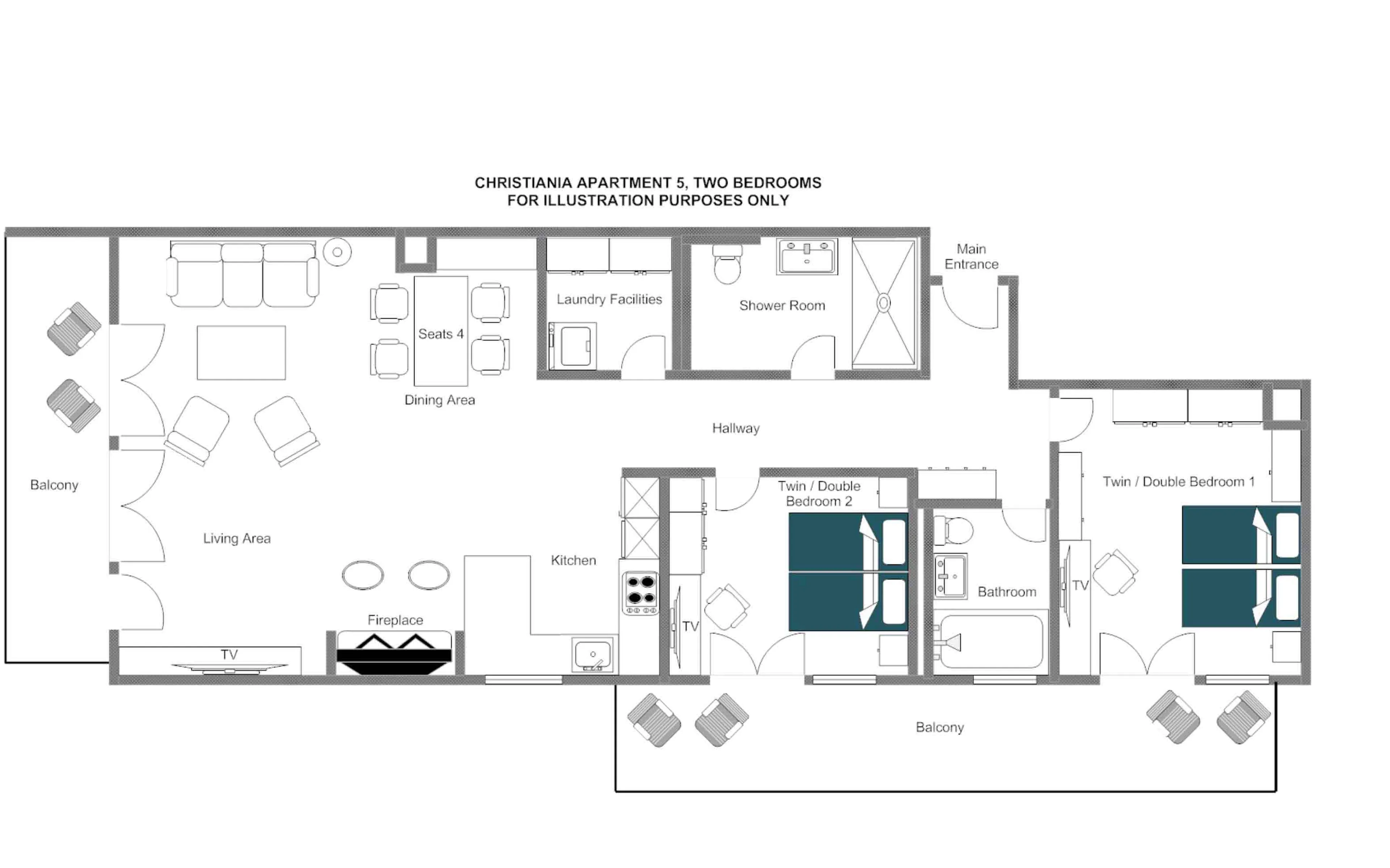 Apartment 5 floor plan in Christiania Residence in Zermatt