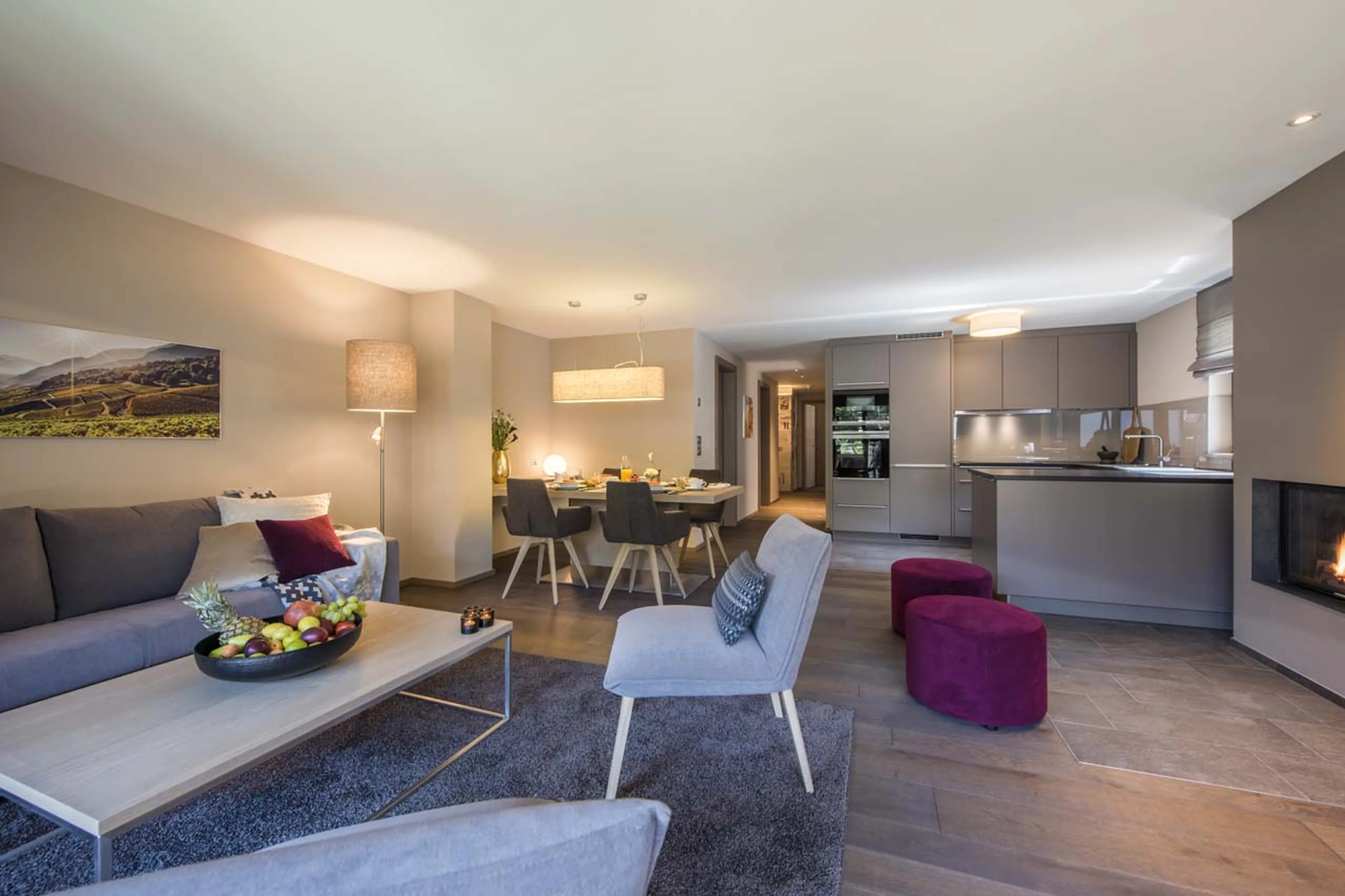 Living area of Apartment 5 in Christiania Residence in Zermatt