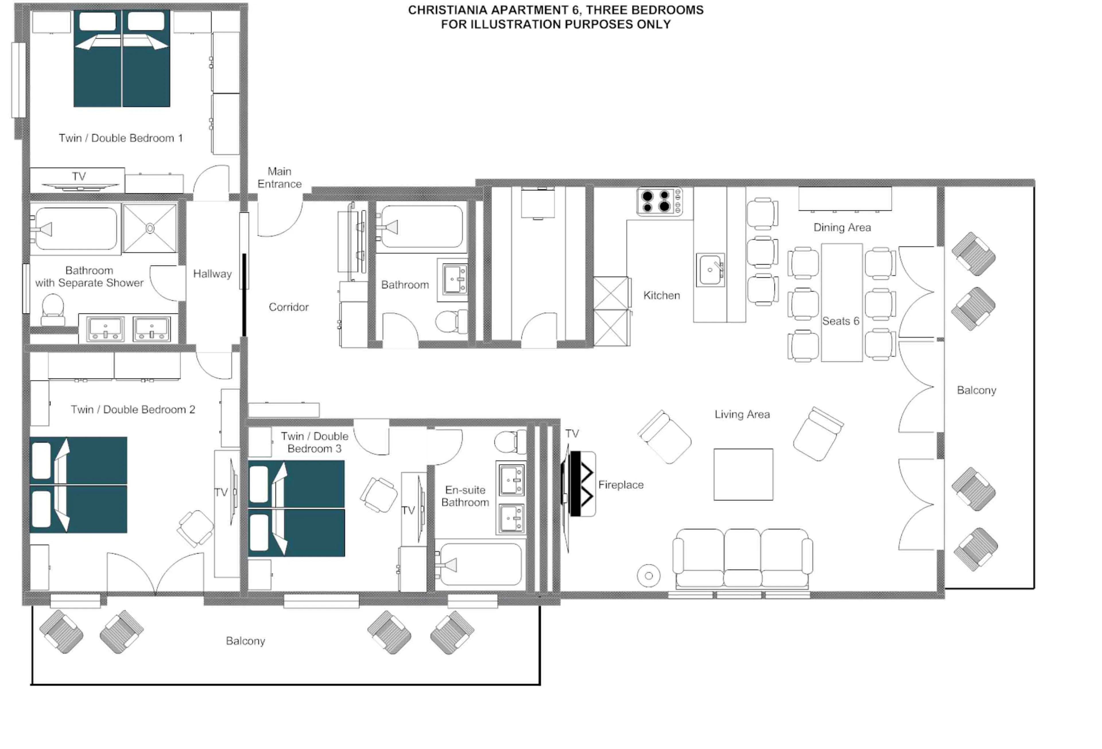 Apartment 6 floor plan of Christiania Residence in Zermatt