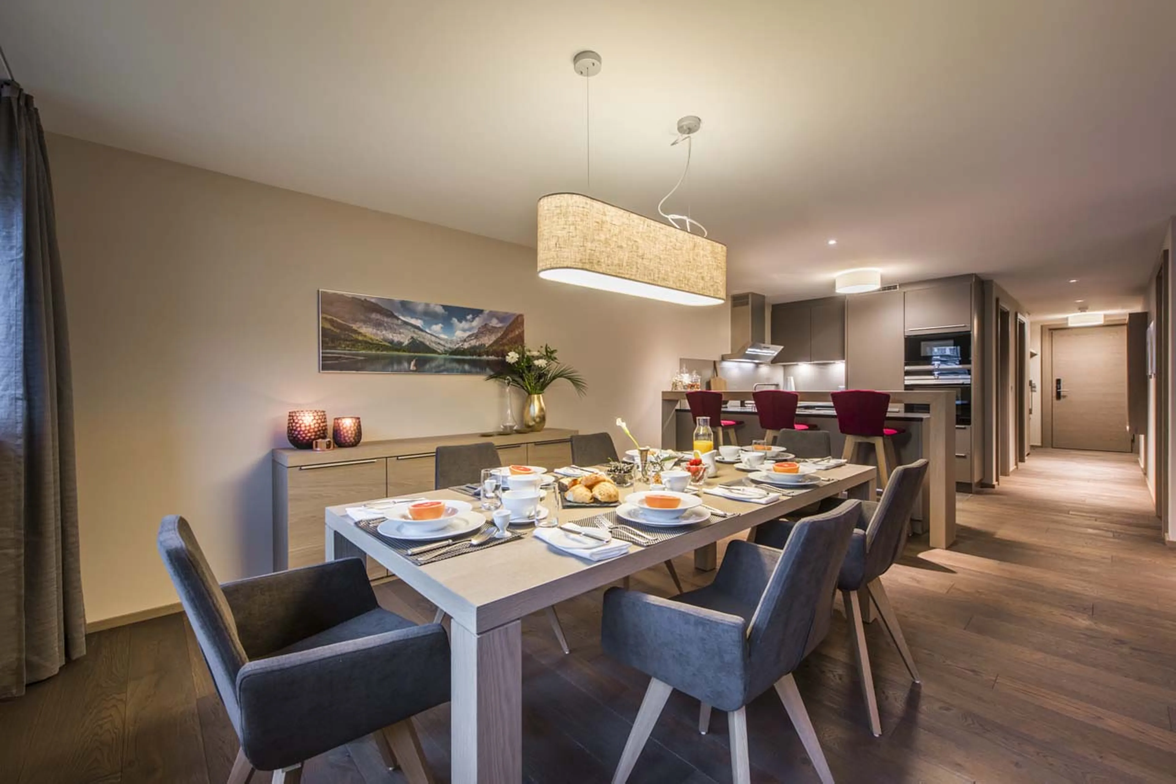 Dining table at Christiania Apartment 7 in Zermatt