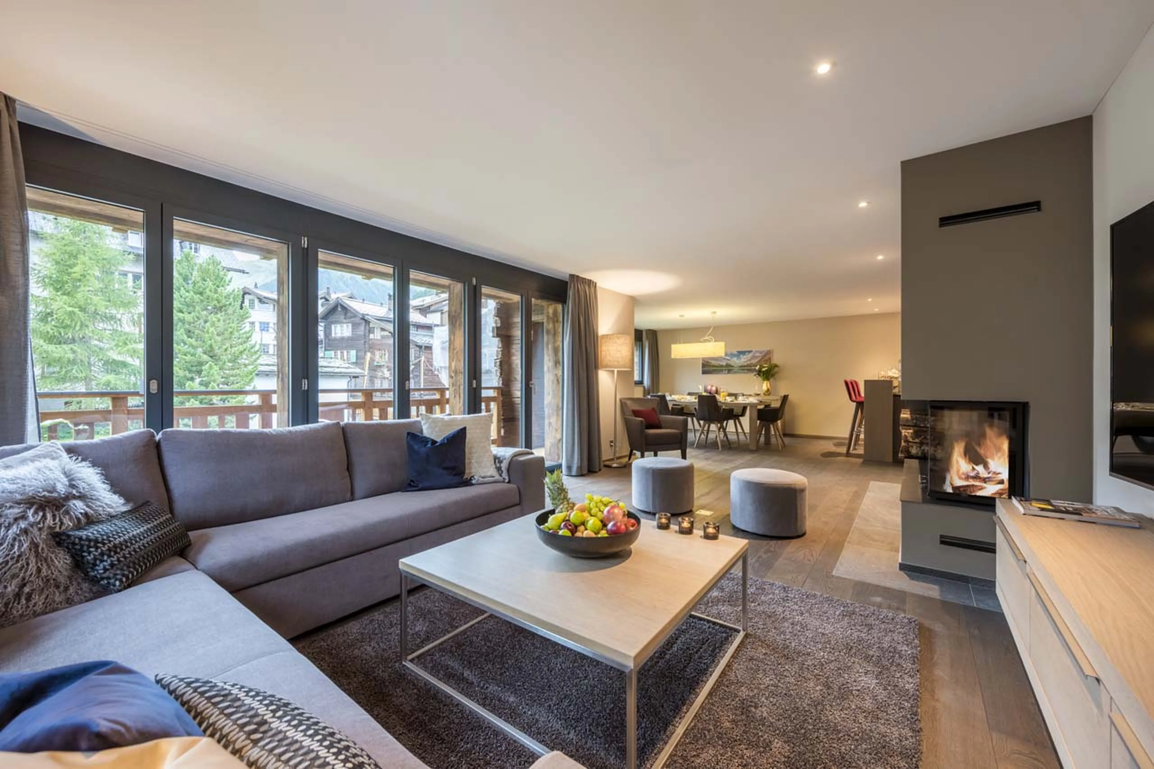 Apartment 7 living area at Christiania Residence in Zermatt