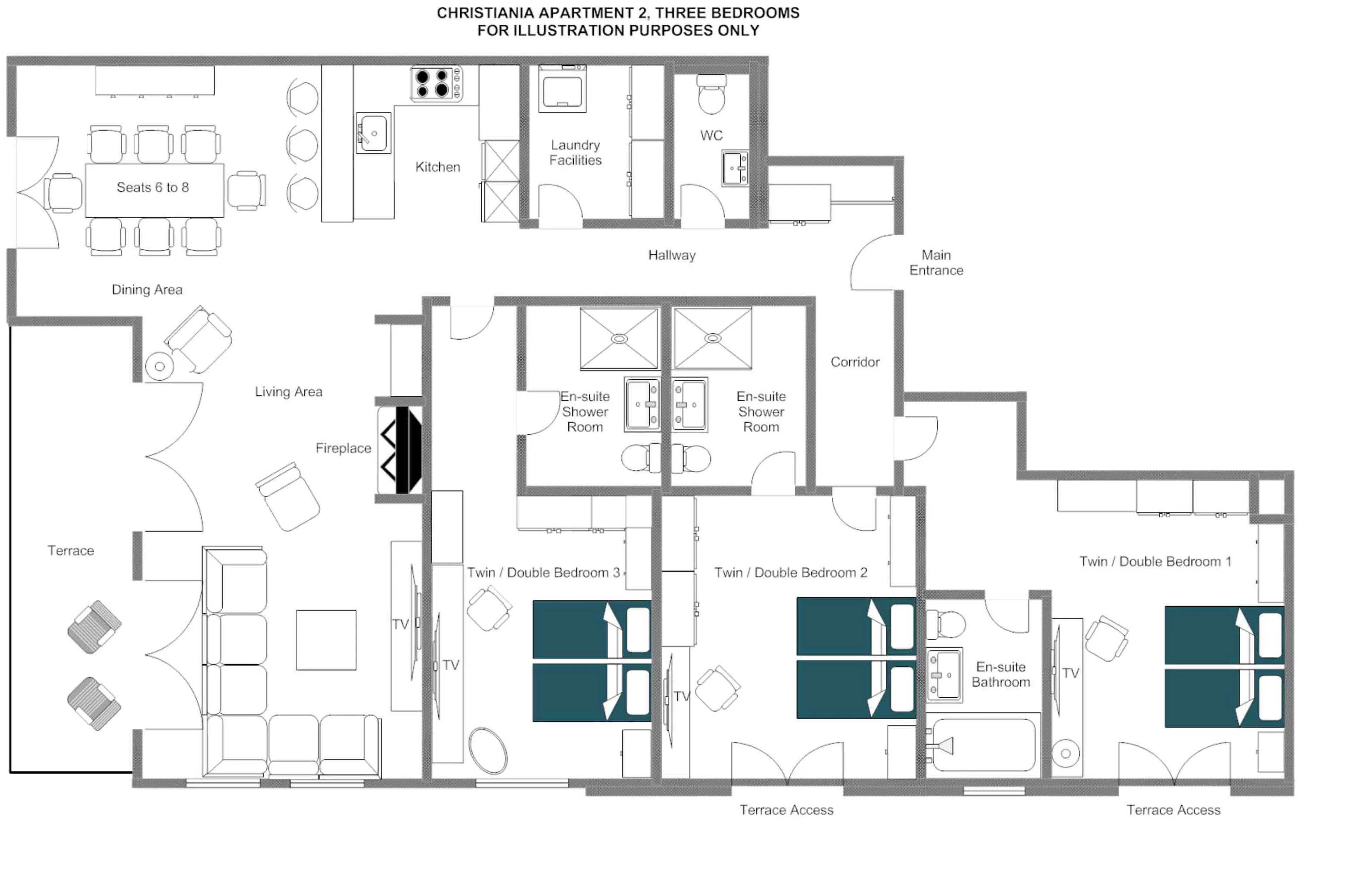 Apartment 2 floor plan of Christiania Residence in Zermatt