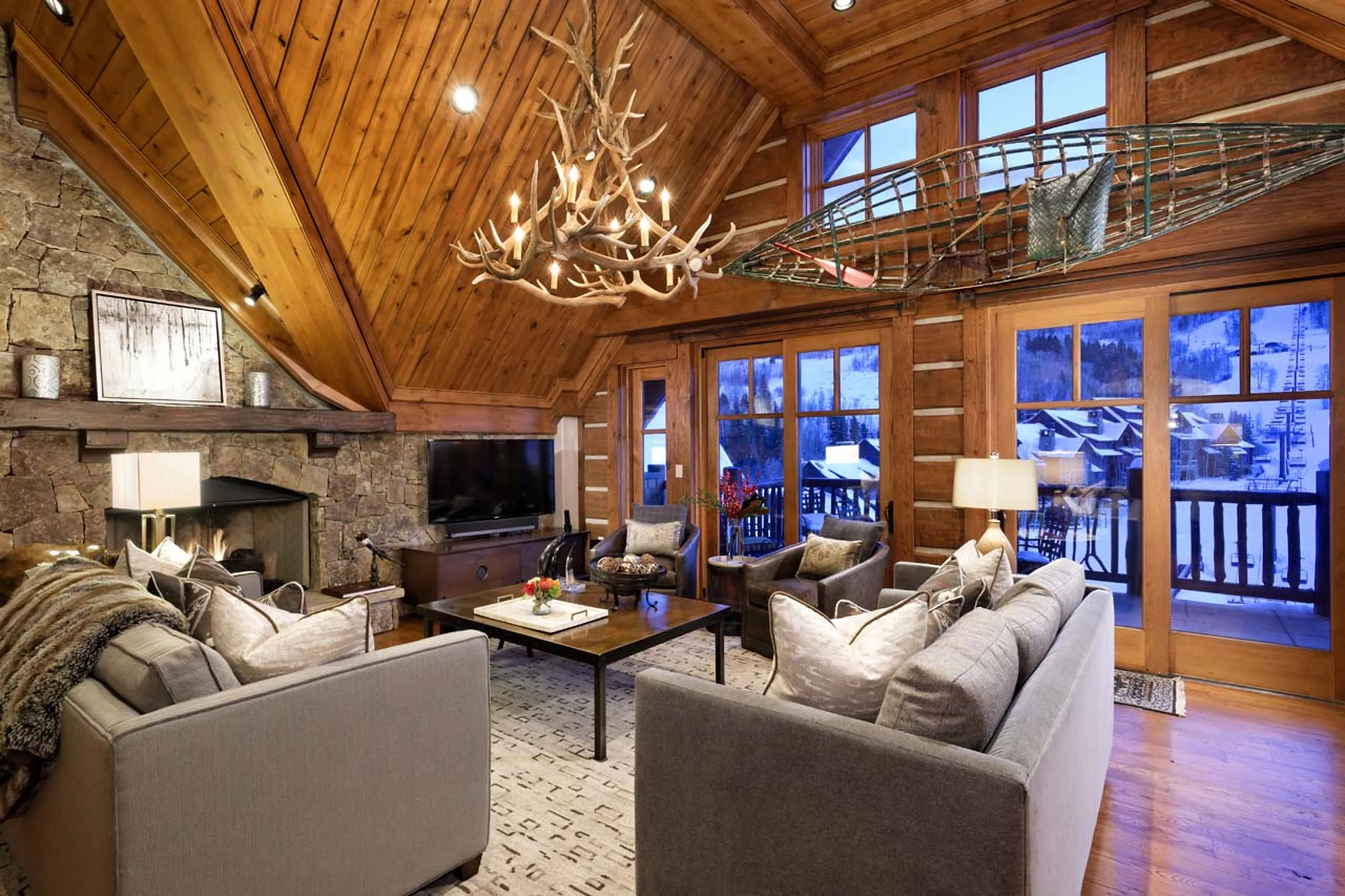 Sliding floor-to-ceiling windows at Colorado Lodge in Beaver Creek