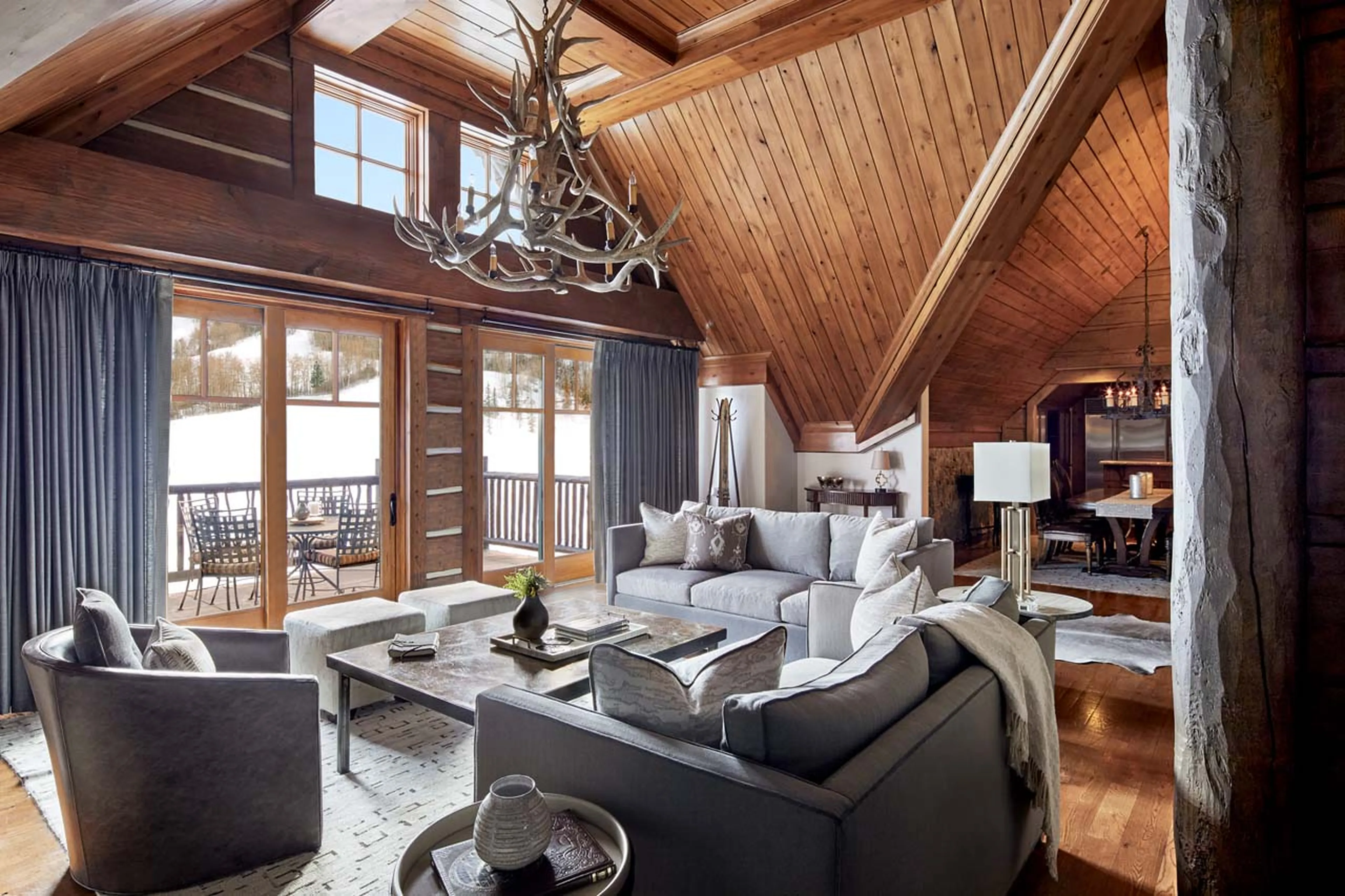 Natural light flooding living room of Colorado Lodge in Beaver Creek