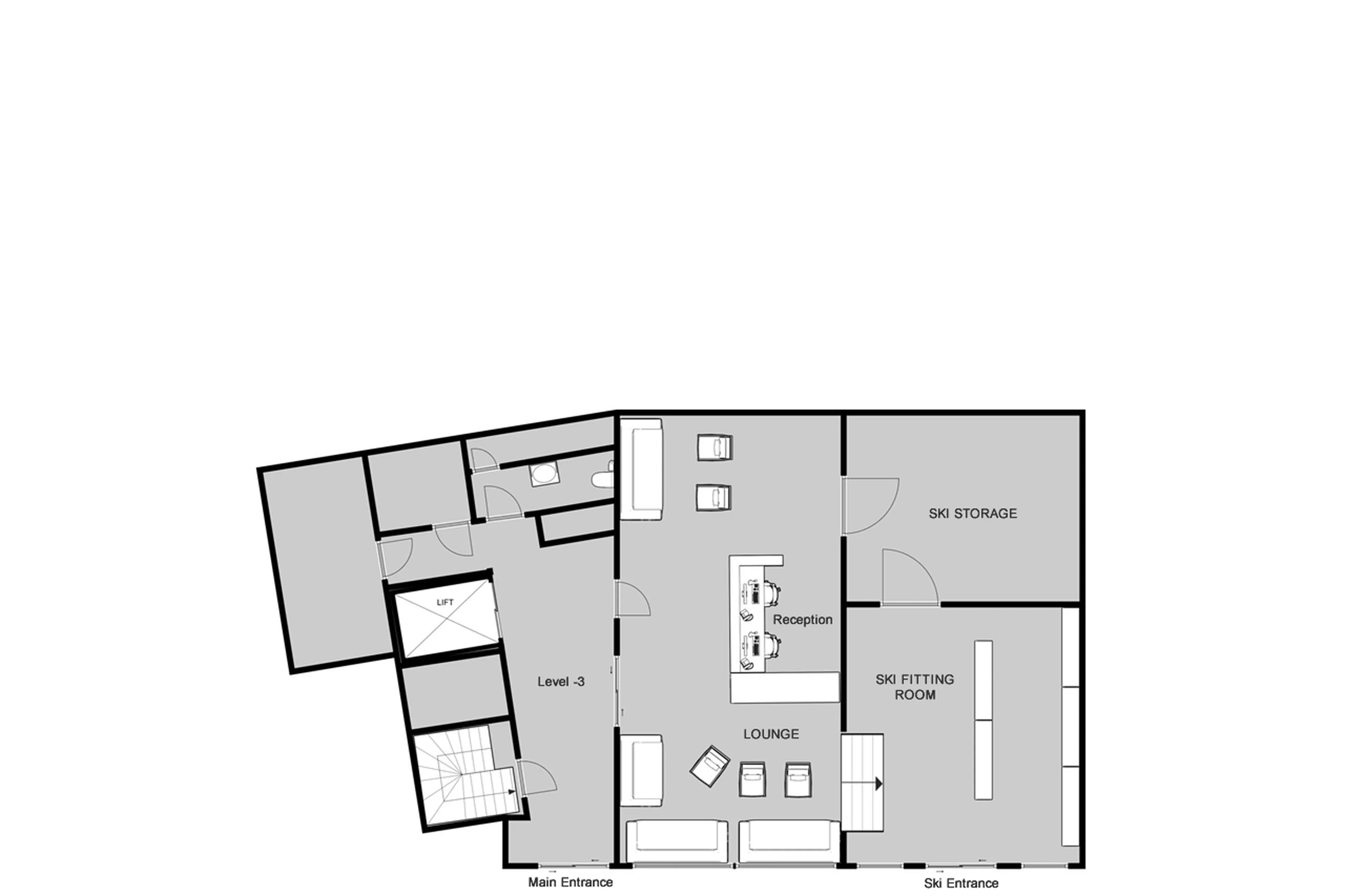Communal entrance area floor plan of Chalet Tango in Tignes