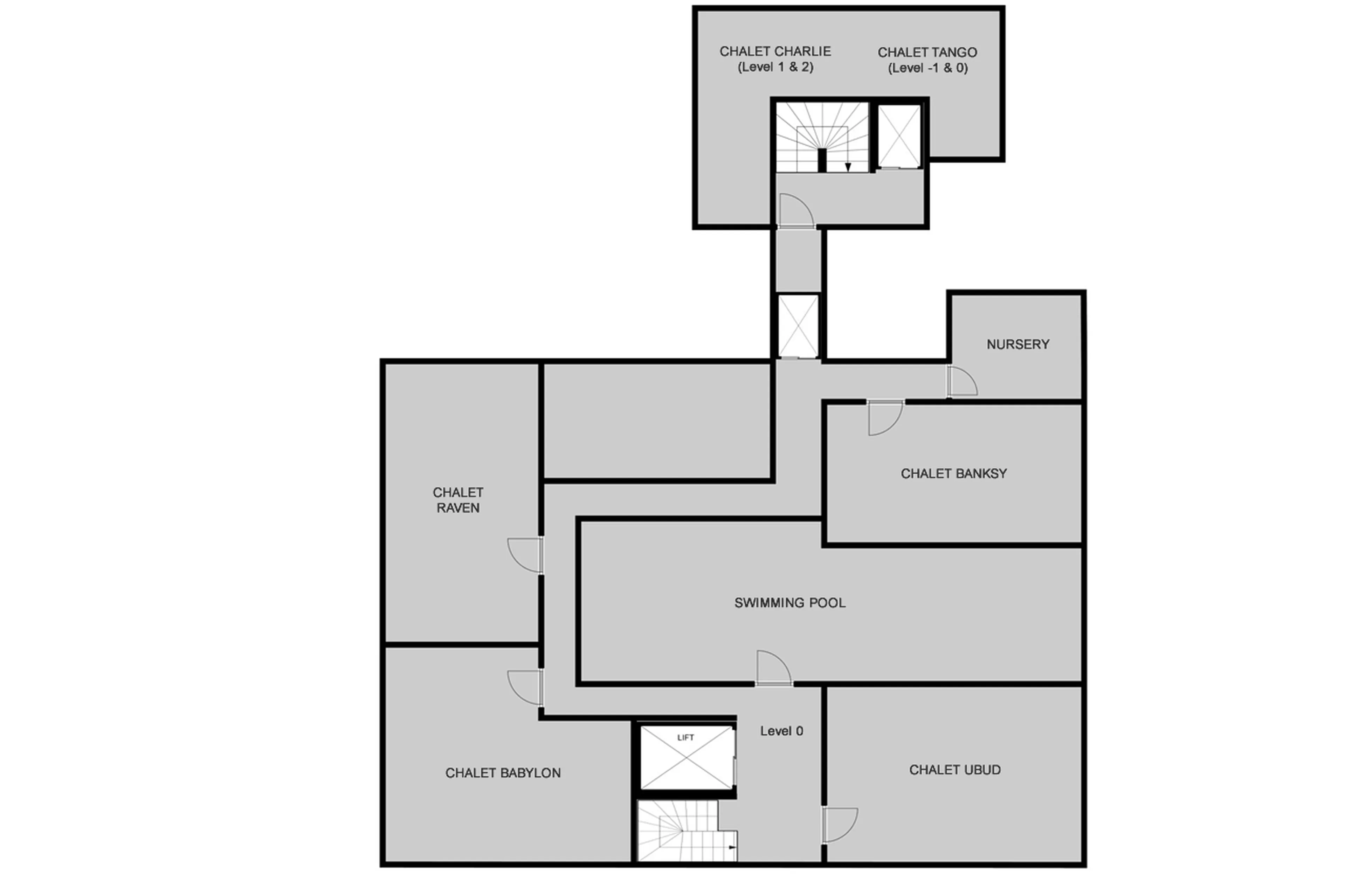 Communal pool area floor plan of Chalet Tango in Tignes