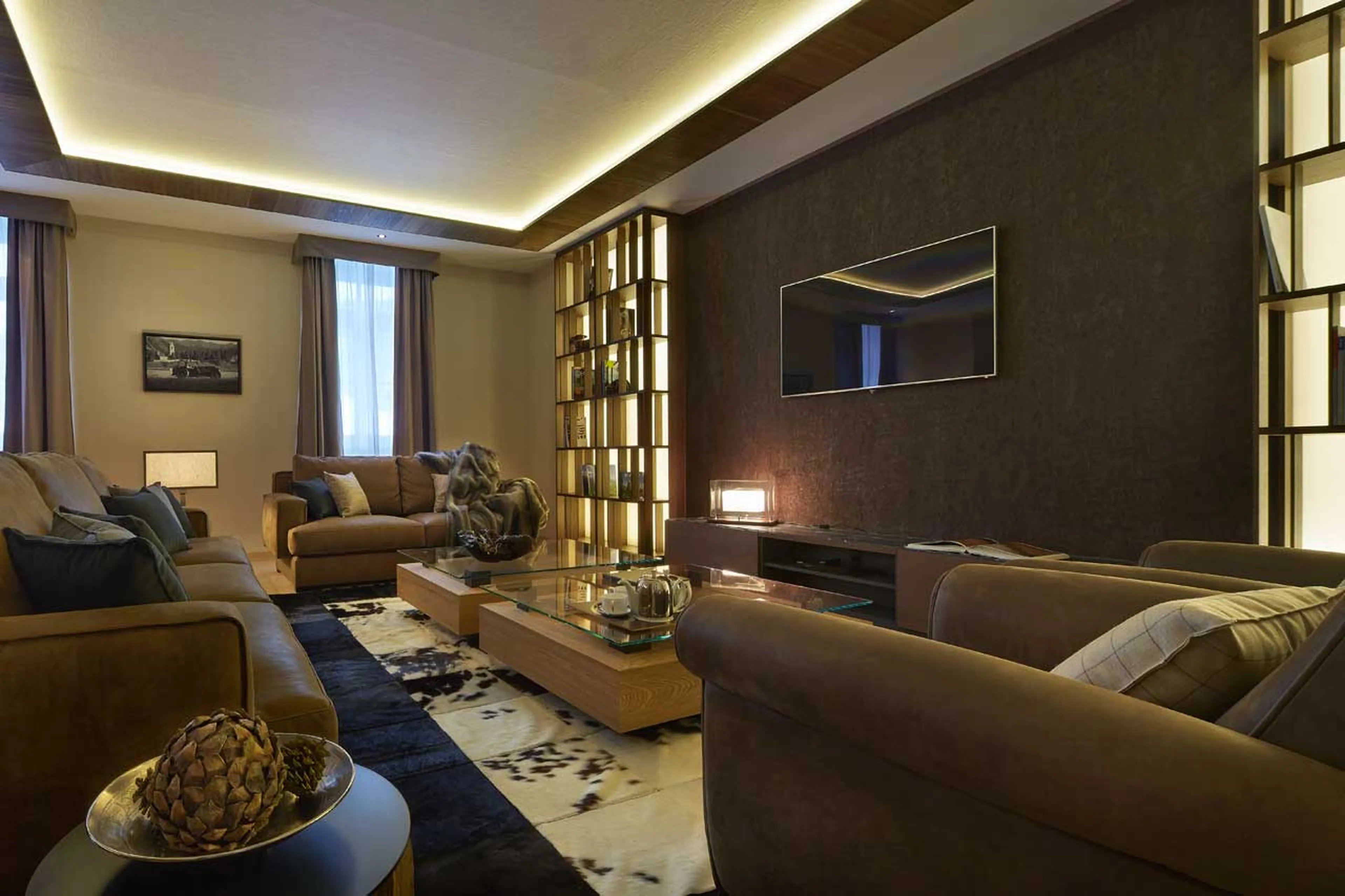 TV in living room at Corvatsch Tower in St Moritz