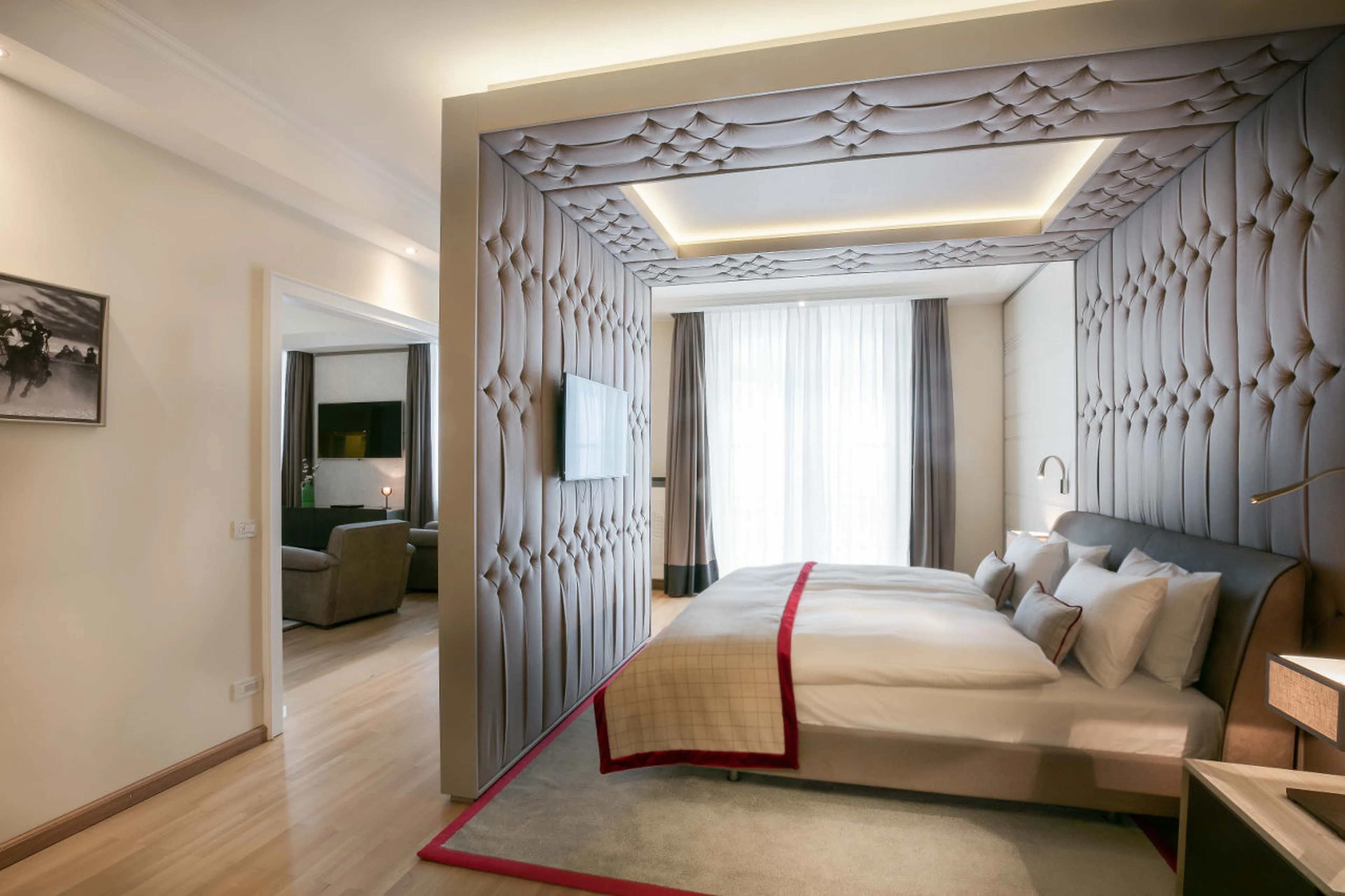 Bedroom one at Corviglia Tower in St Moritz