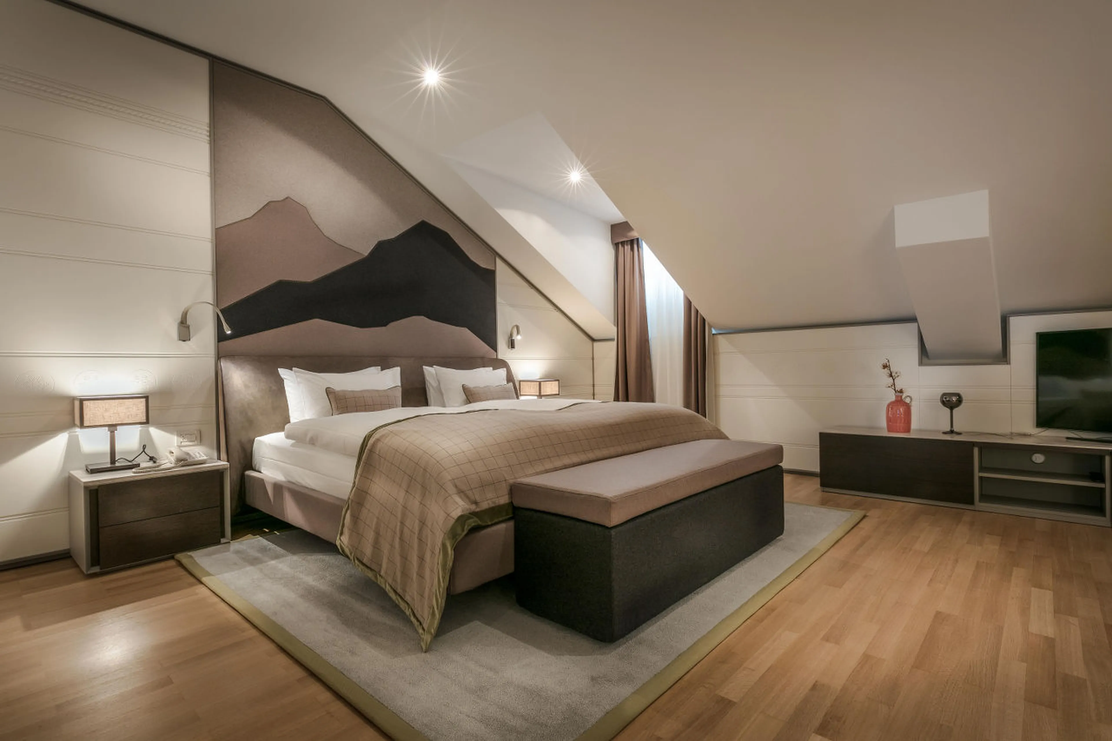 Bedroom two at Corviglia Tower in St Moritz