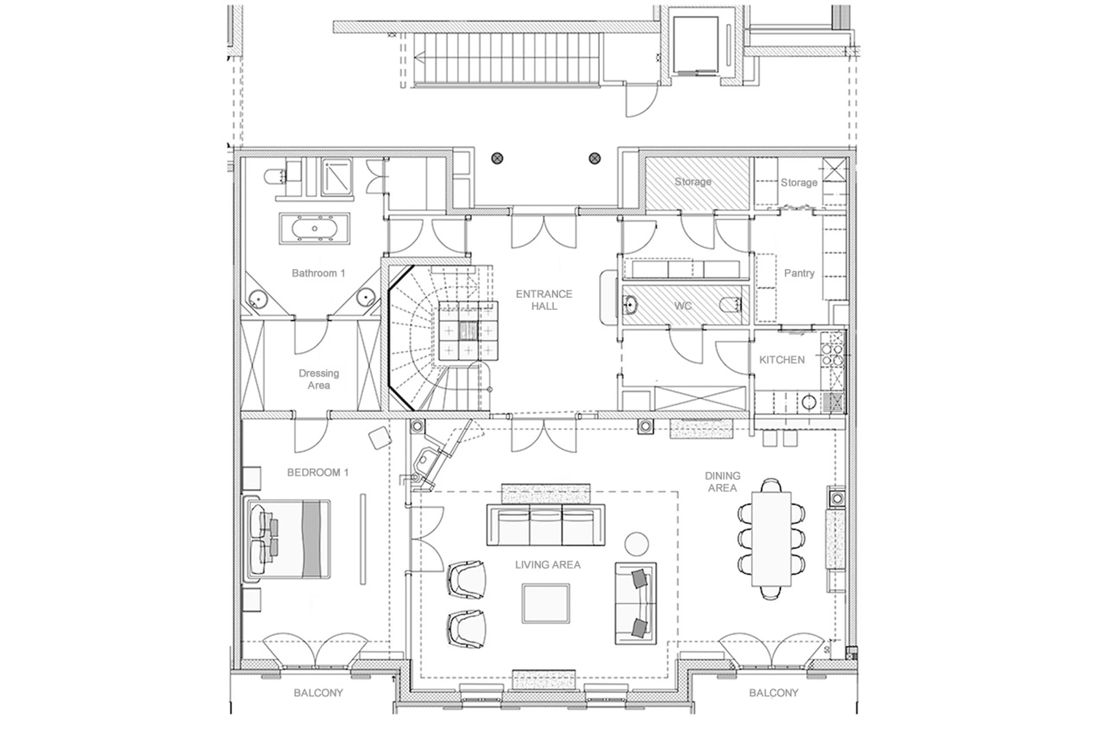 Level 3 floor plan of Corviglia Tower in St Moritz
