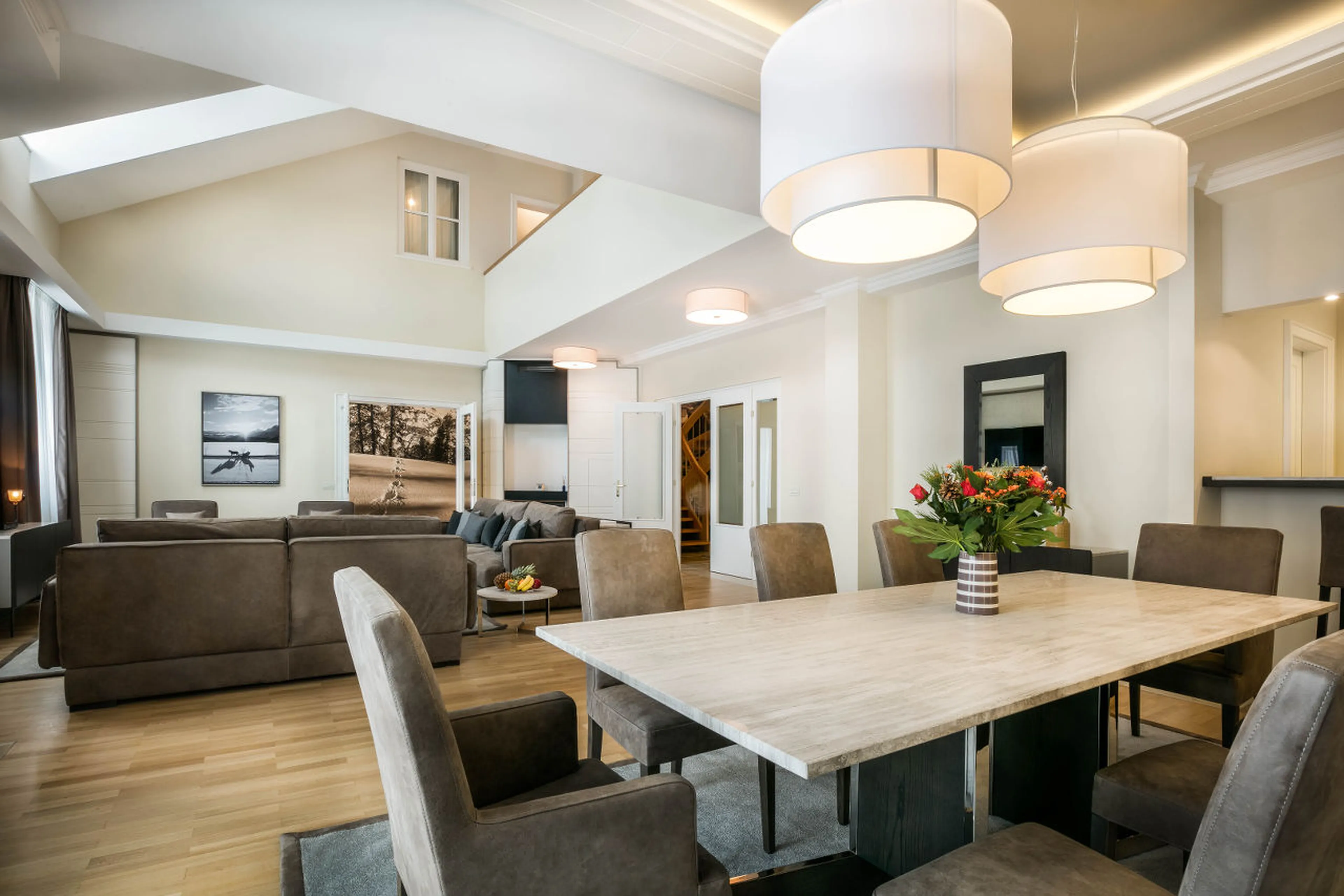 Dining area at Corviglia Tower in St Moritz