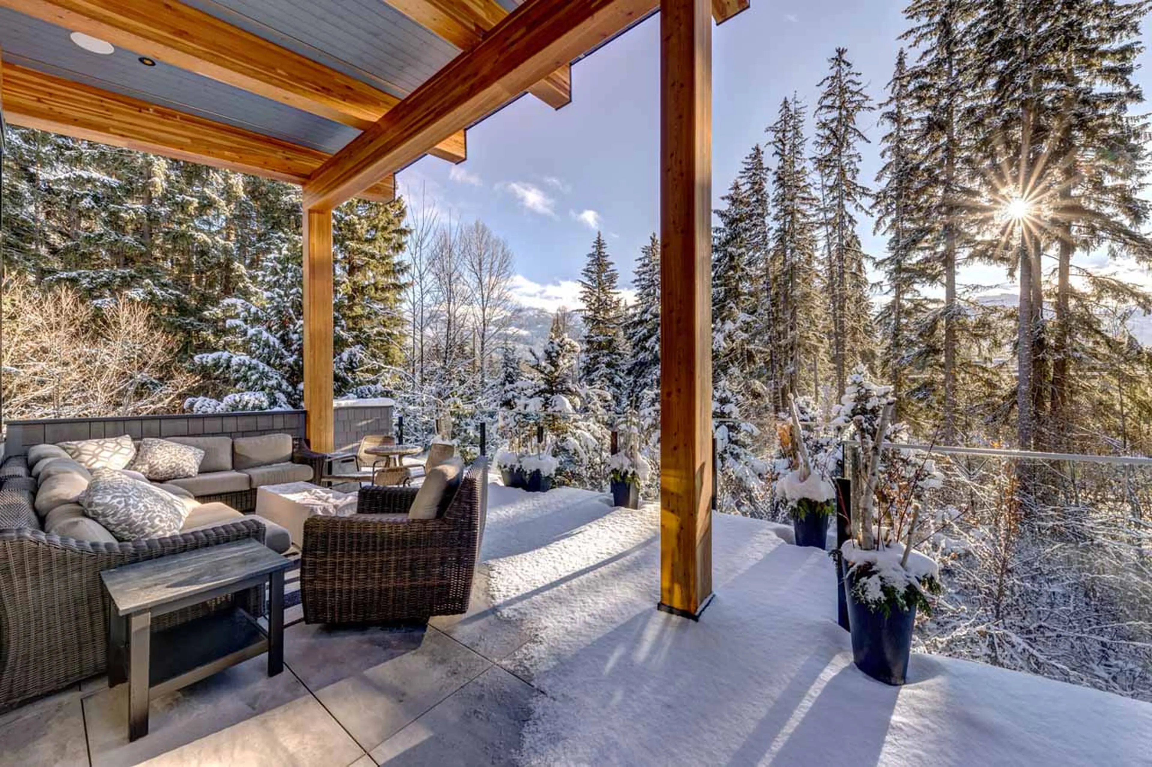Balcony in snow at Cypress Stoneglade in Whistler