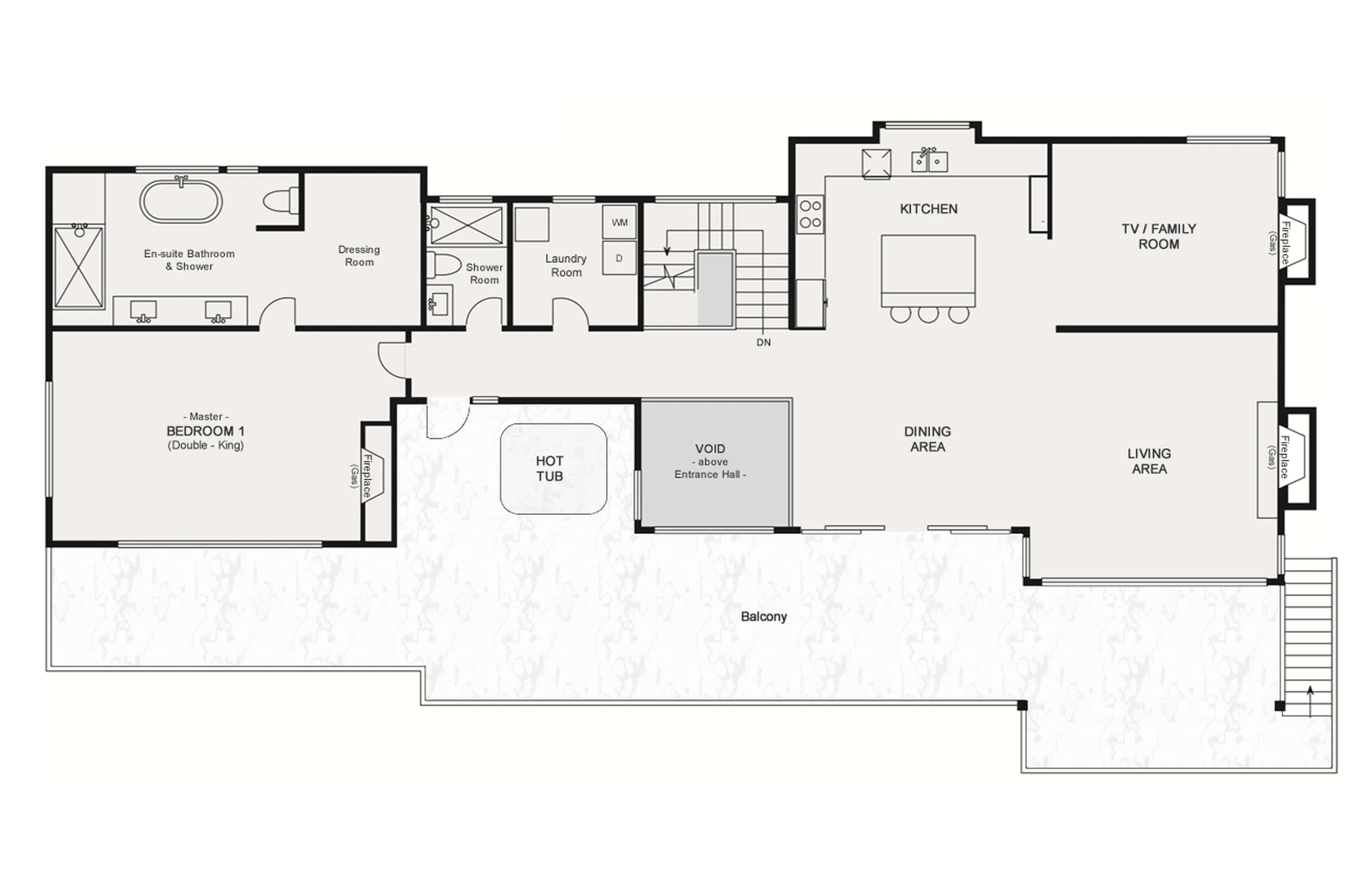 Main level floor plan of Cypress Stoneglade in Whistler