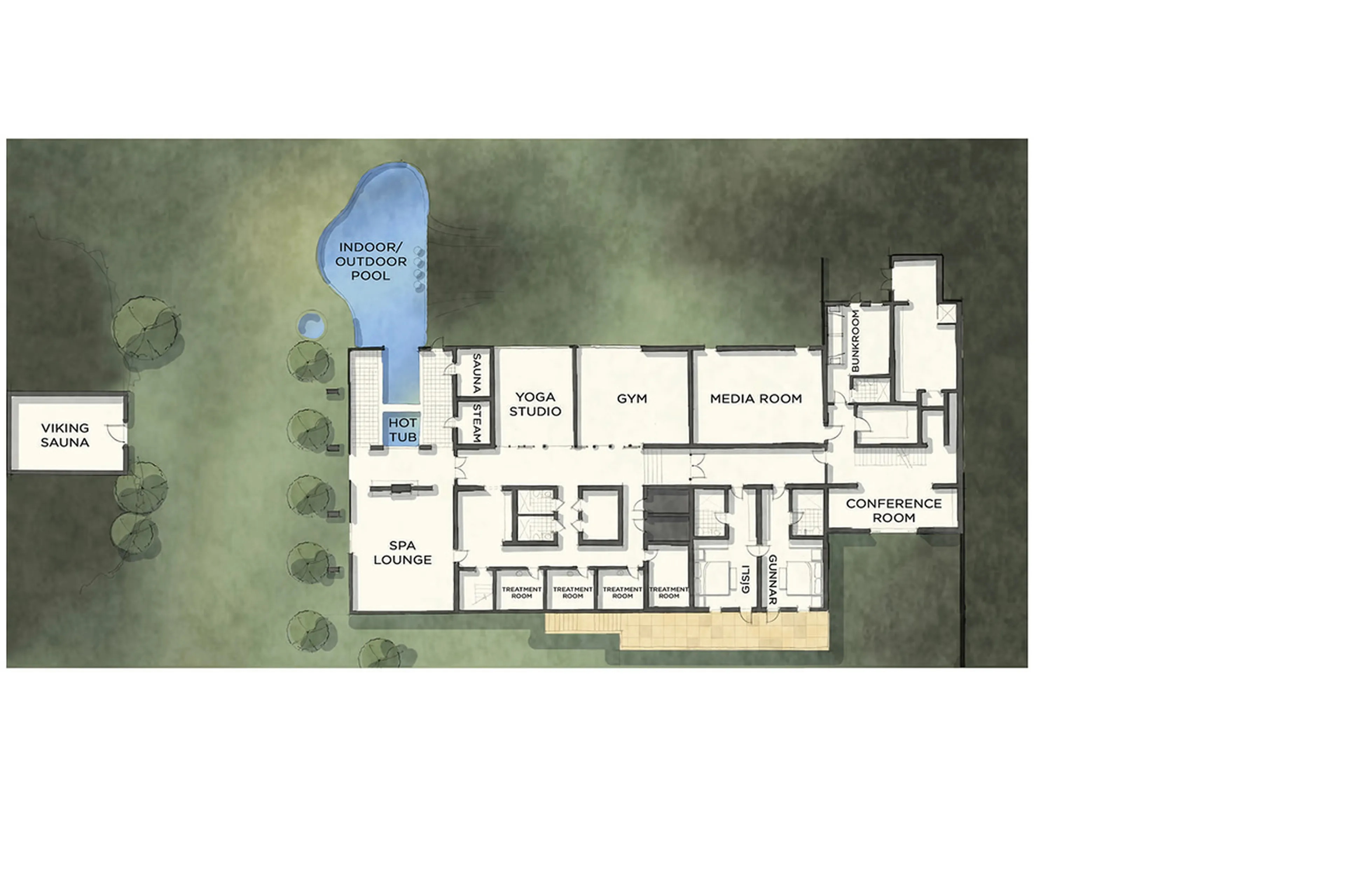 Lower level floor plan of Deplar Farm in Iceland