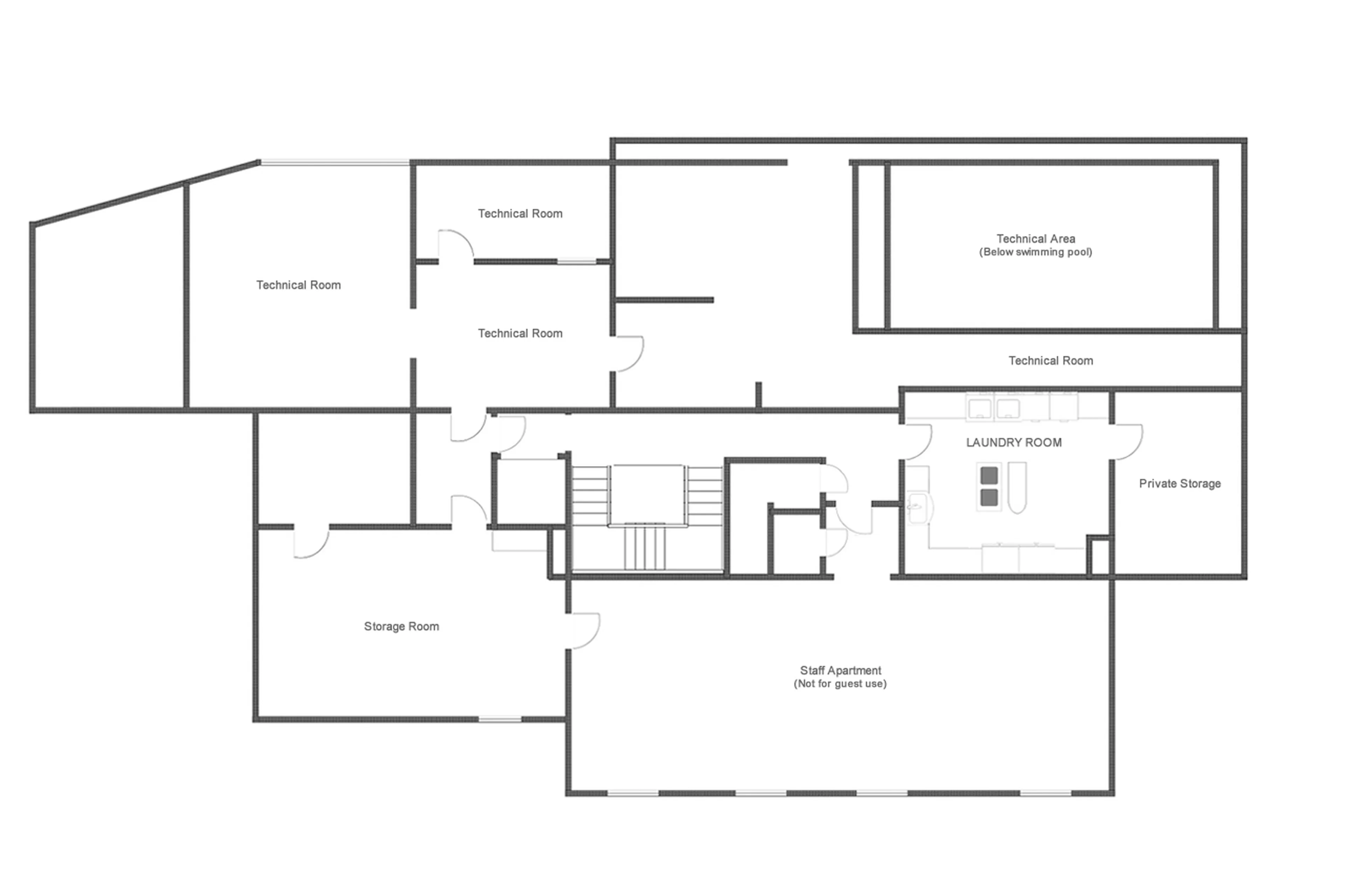 Level -2 floor plan of Chalet Domaine de l'Orme in Meribel