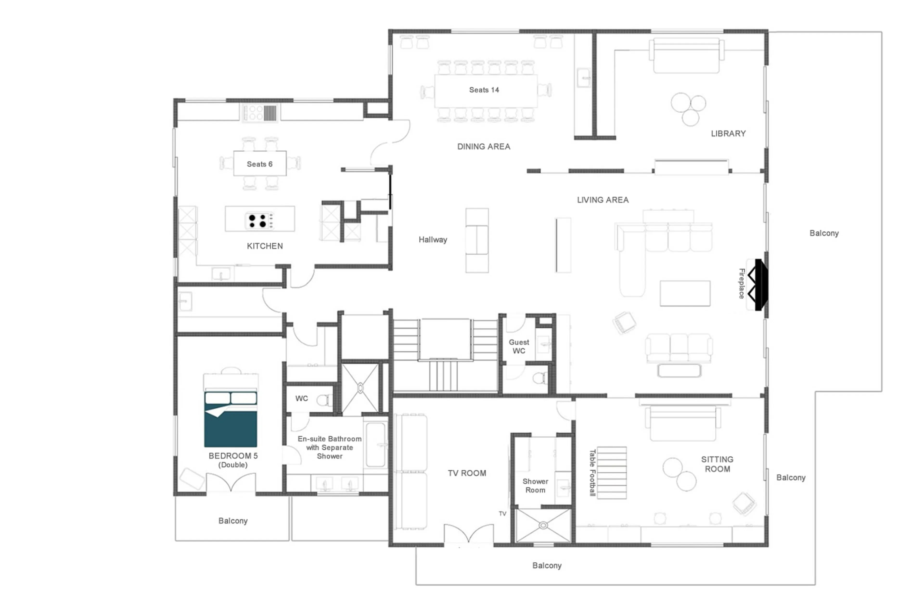 Level 0 floor plan of Chalet Domaine de l'Orme in Meribel