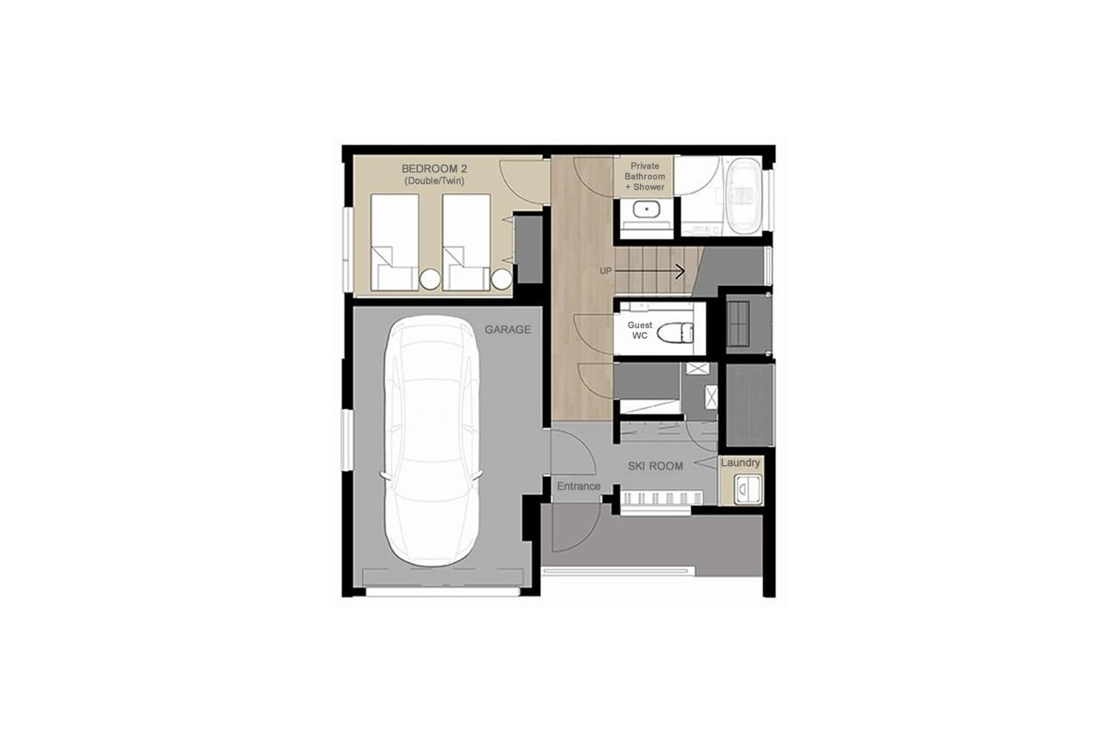 Level 0 floor plan of Koa Townhouse in Niseko