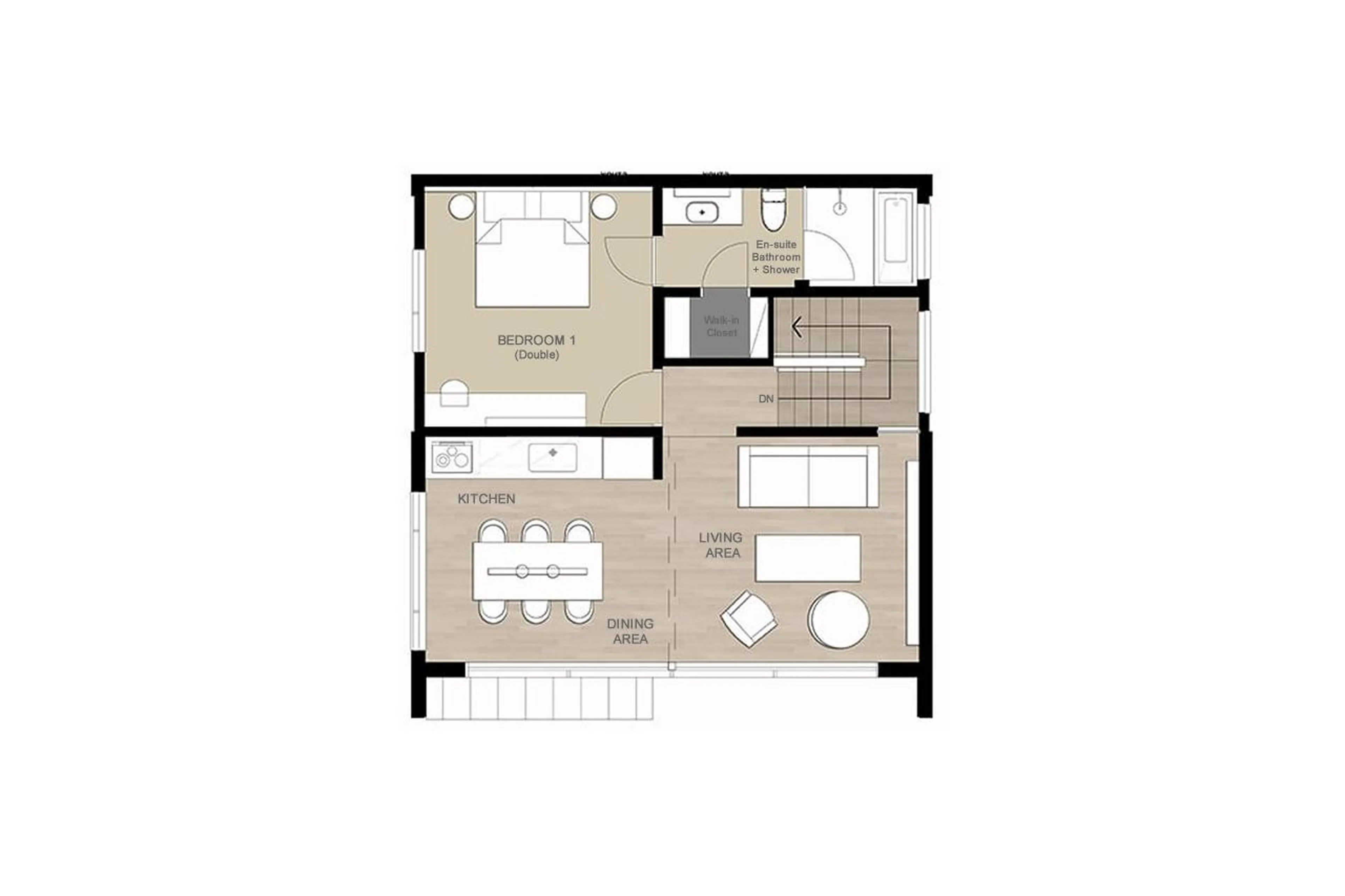 Top level floor plan of Koa Townhouse in Niseko