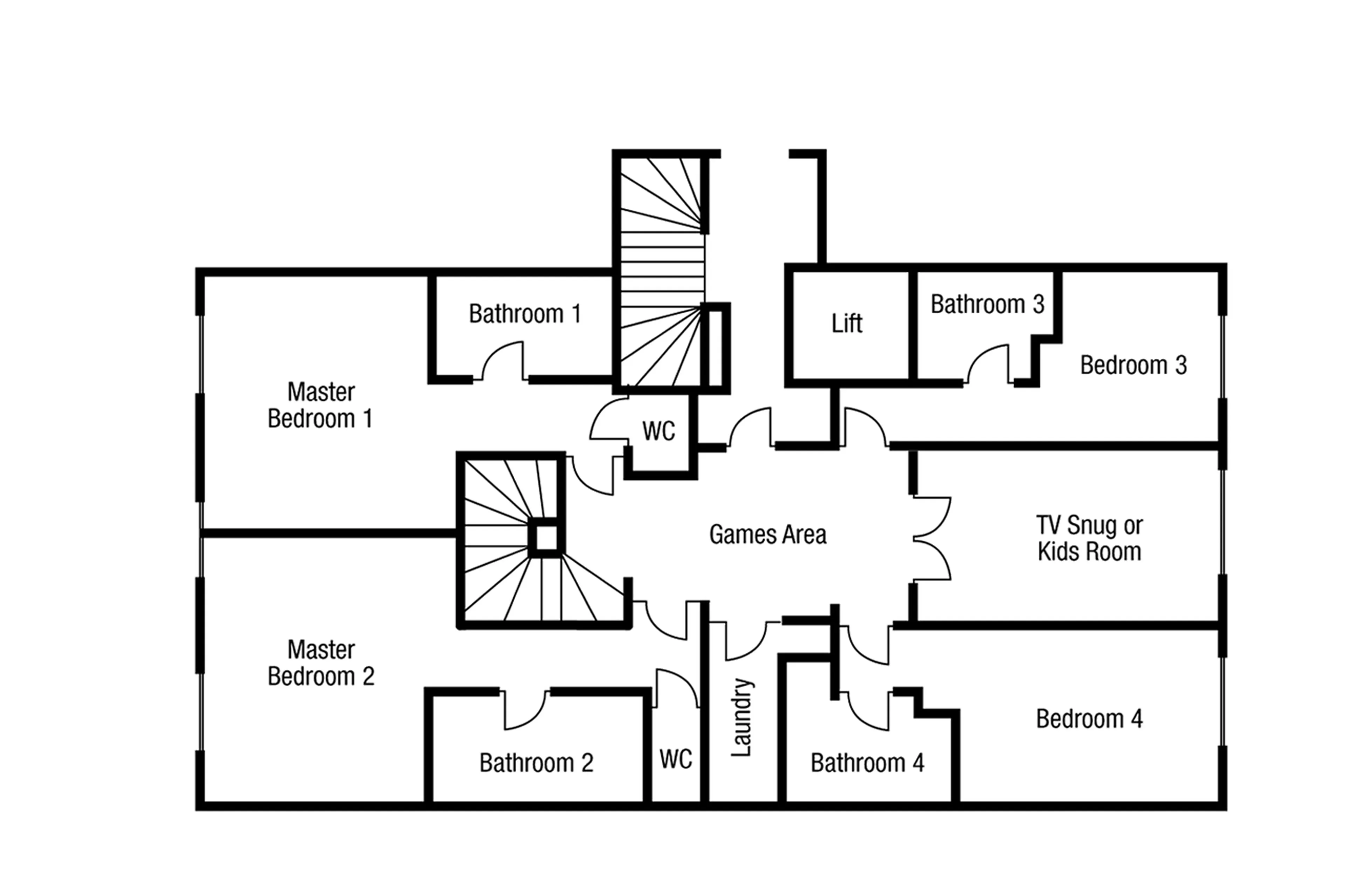 Upper level floor plan of Apartment Les Sorbiers in Val d'Isere