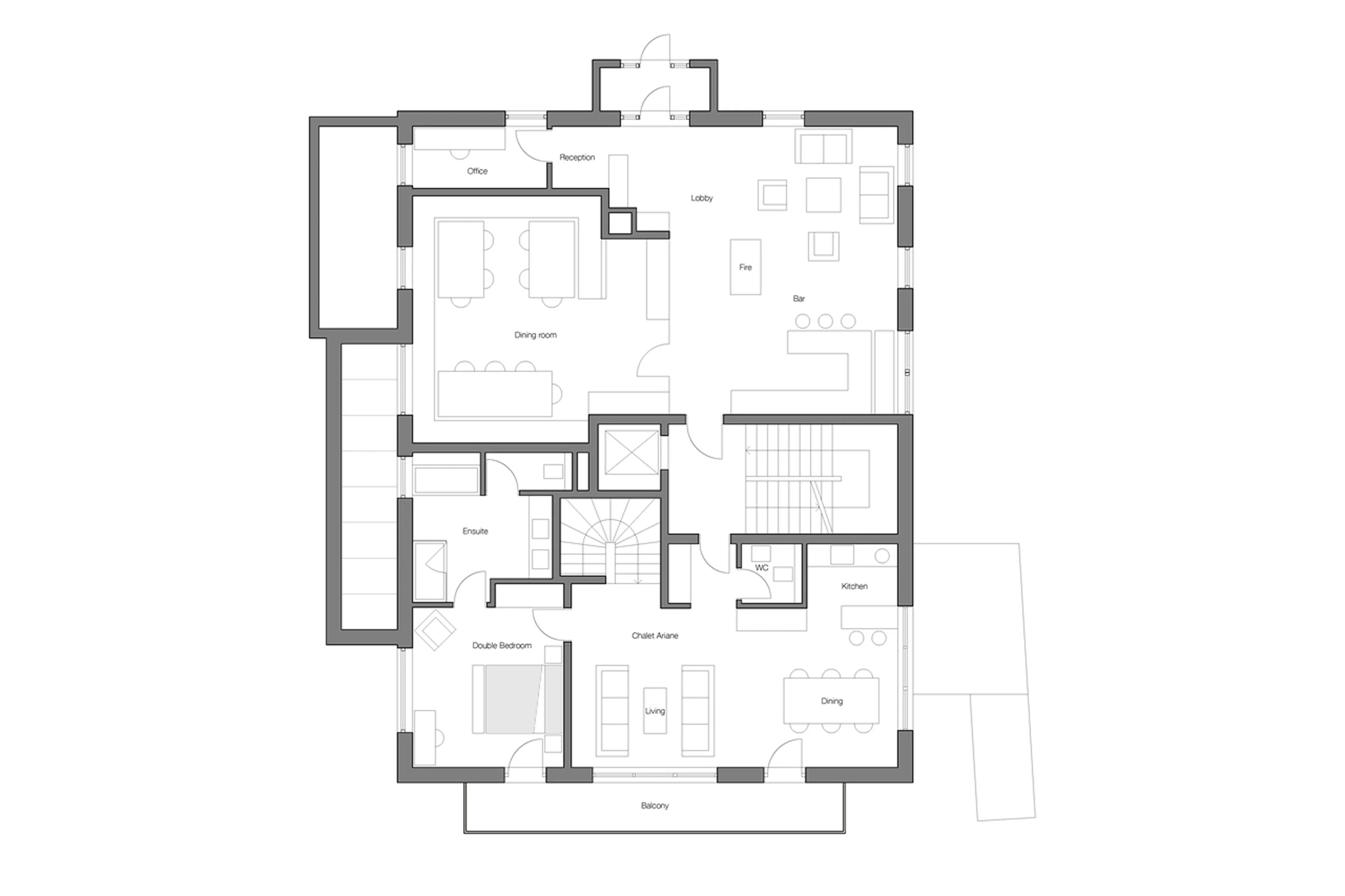Level 0 floor plan of Apartment Zari in St Anton
