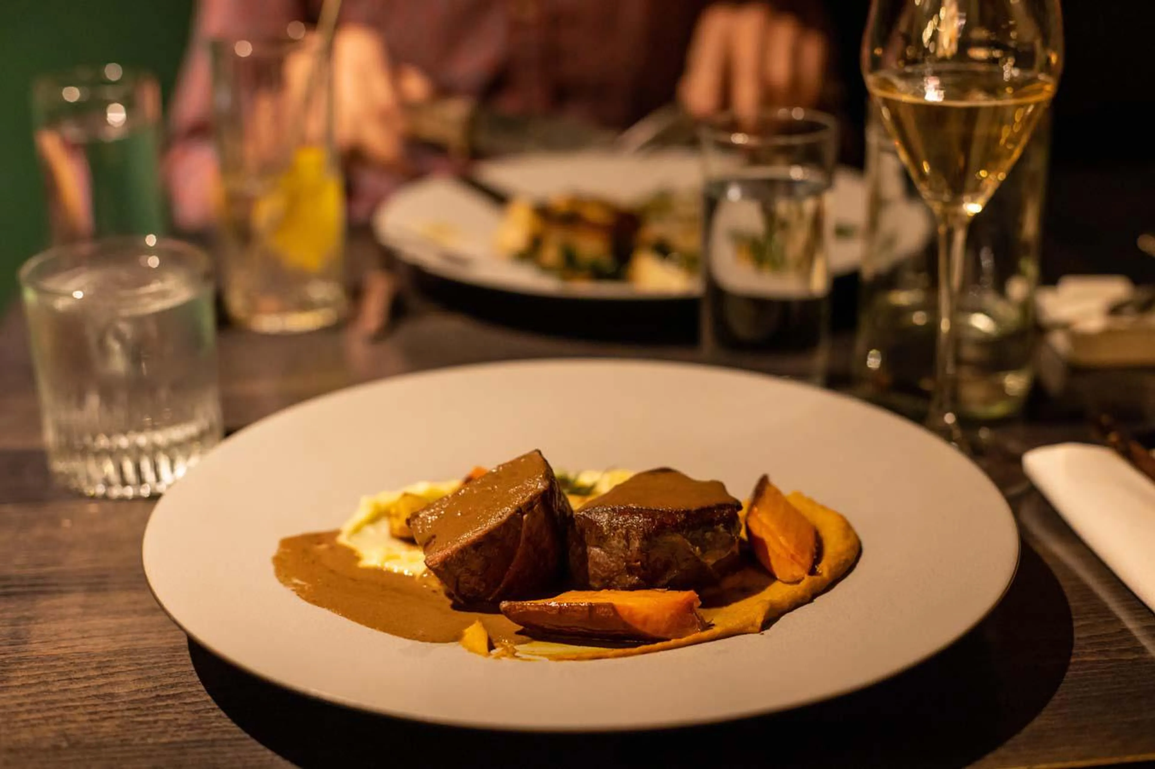 Main course at dinner at Eleven Revelstoke Lodge