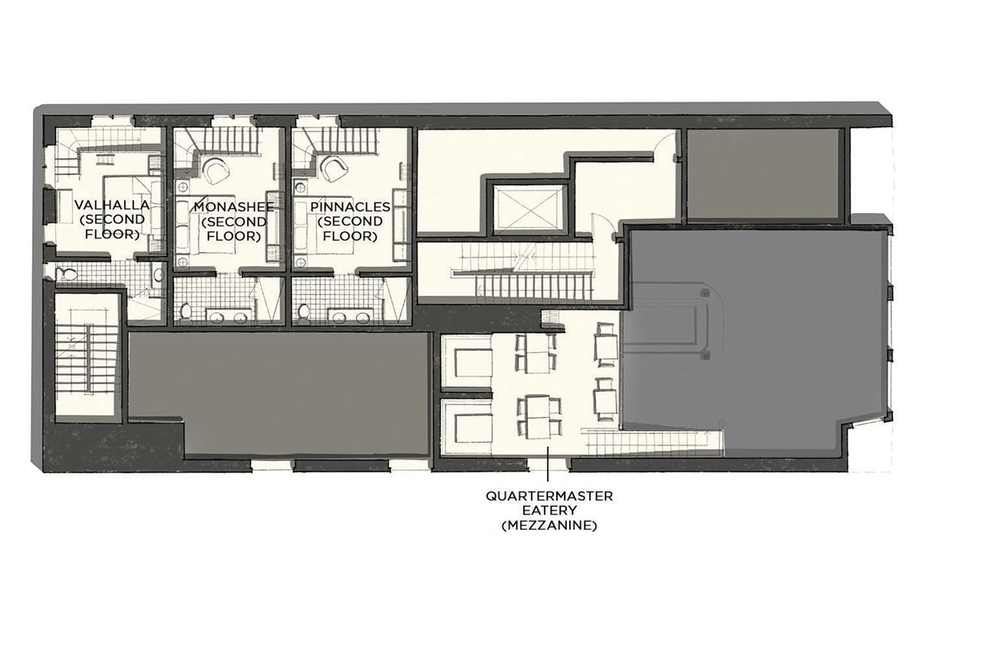 Upper ground floor plan of Eleven Revelstoke Lodge