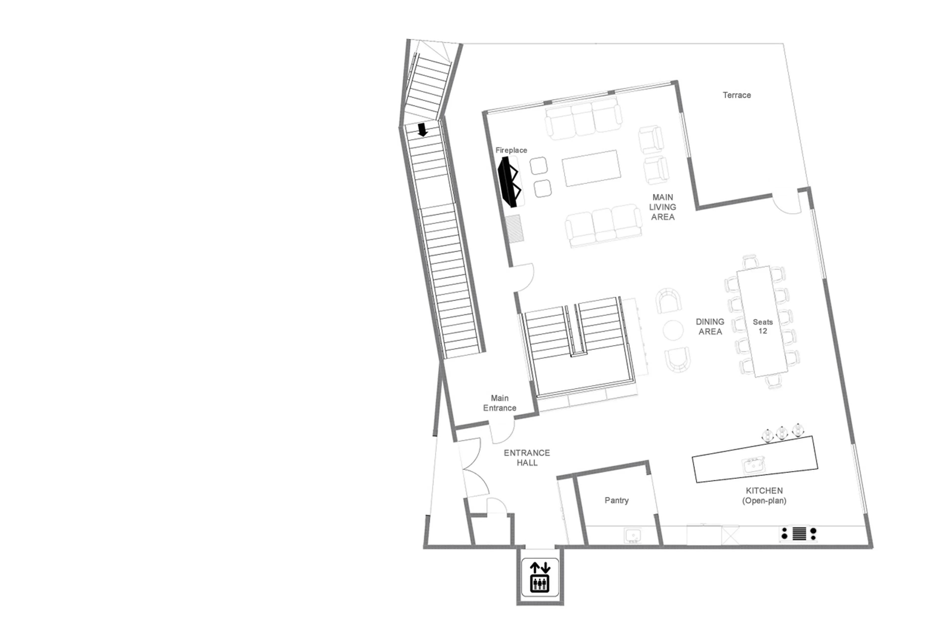 Level 1 floor plan of Chalet Etoile du Nord - East Wing