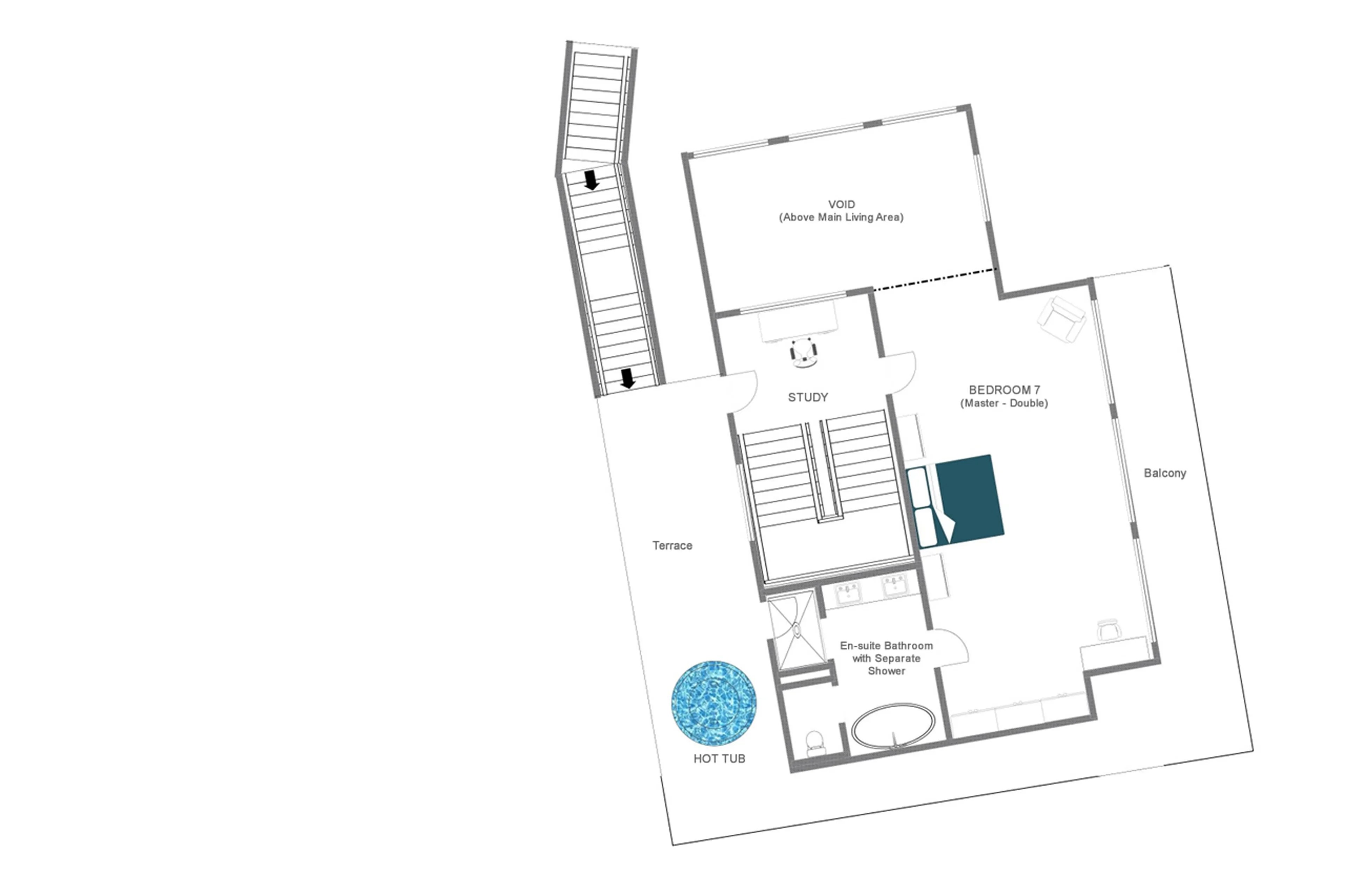Level 2 floor plan of Chalet Etoile du Nord - East Wing