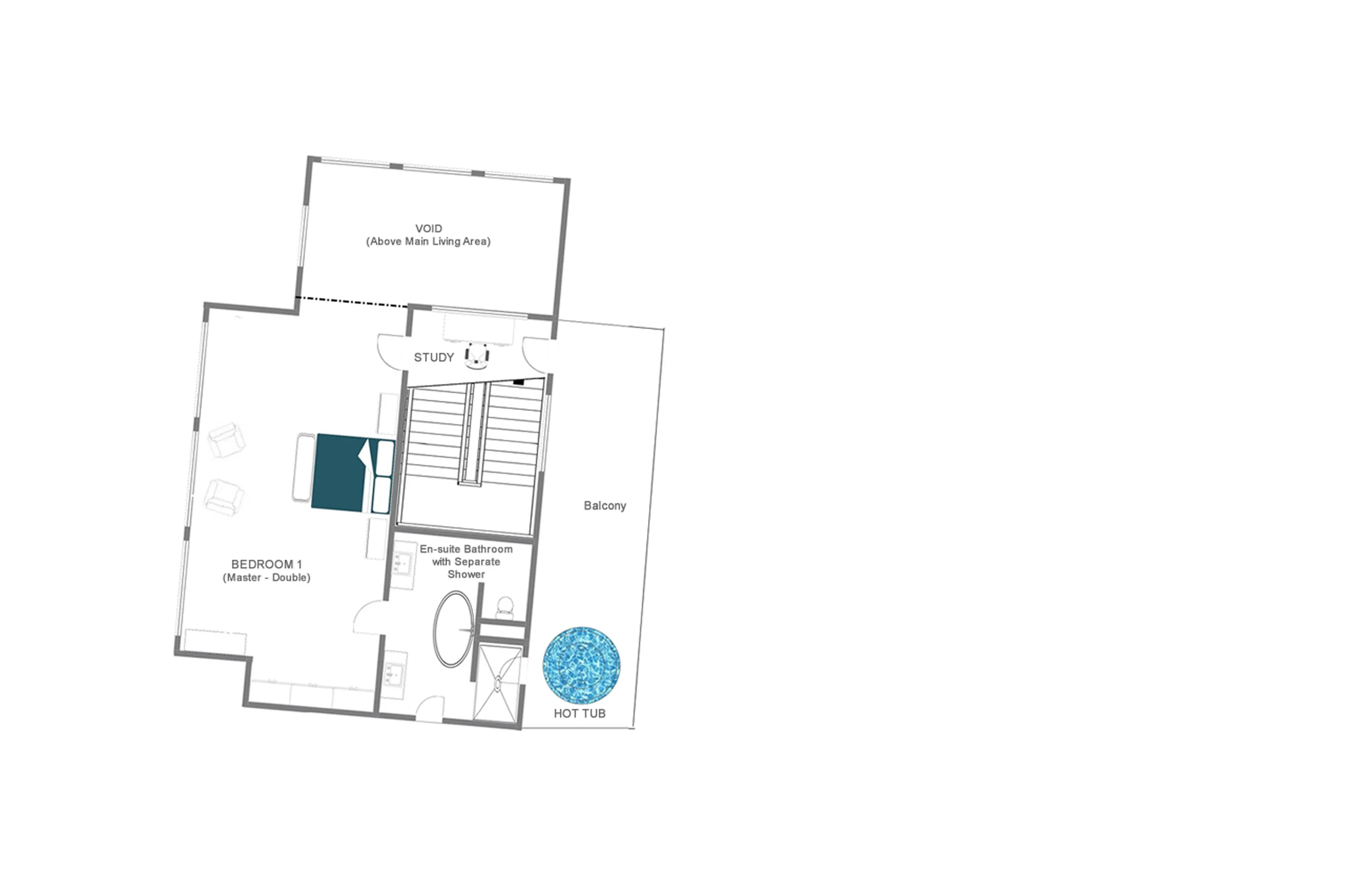 Level 2 floor plan of Chalet Etoile du Nord - West Wing in Val d'Isere