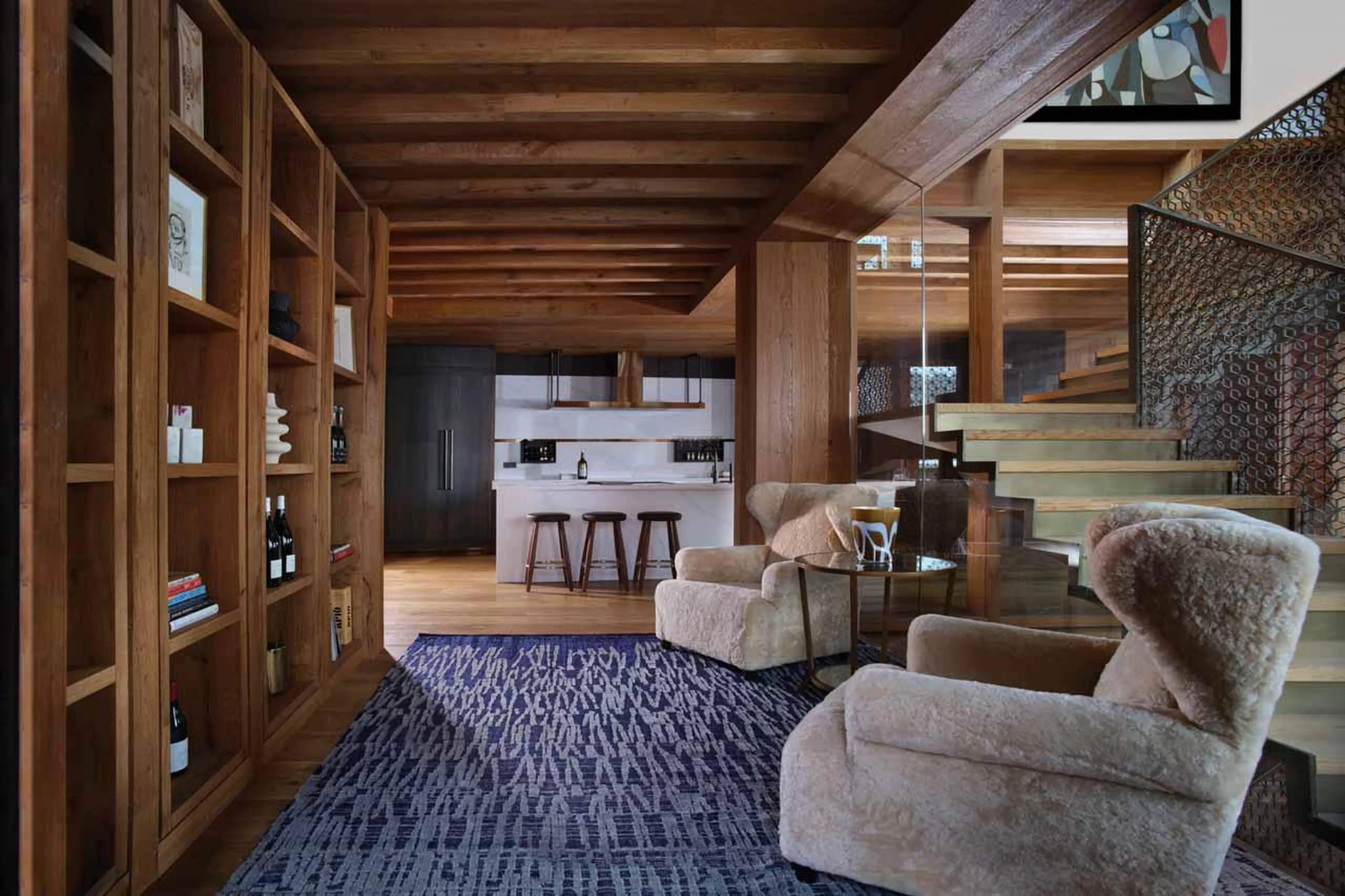 Comfortable armchairs in bar area at xEtoile du Nord West in Val d'Isere