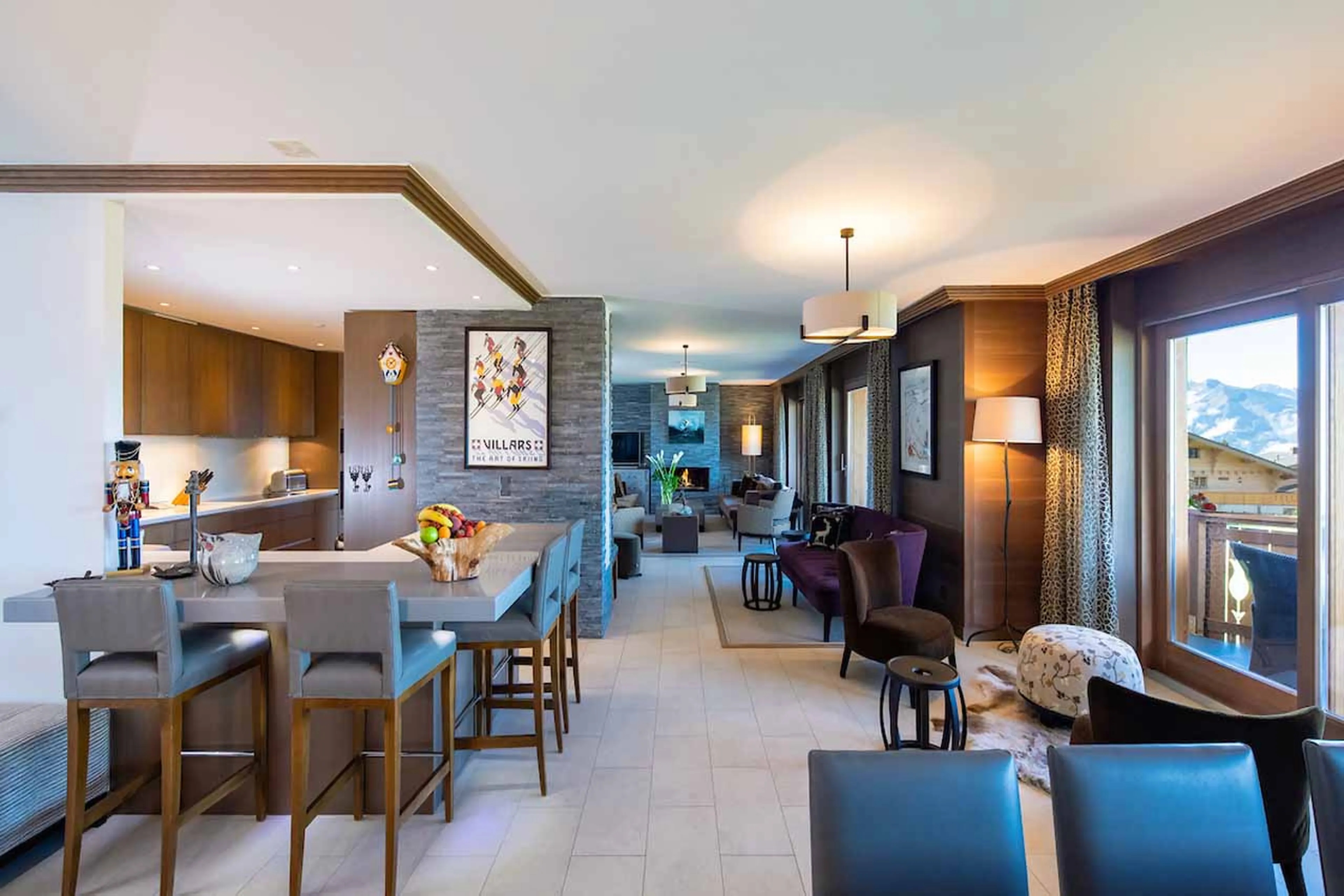 Open plan living area at Royalp Family Duplex Residence in Villars-sur-Ollon