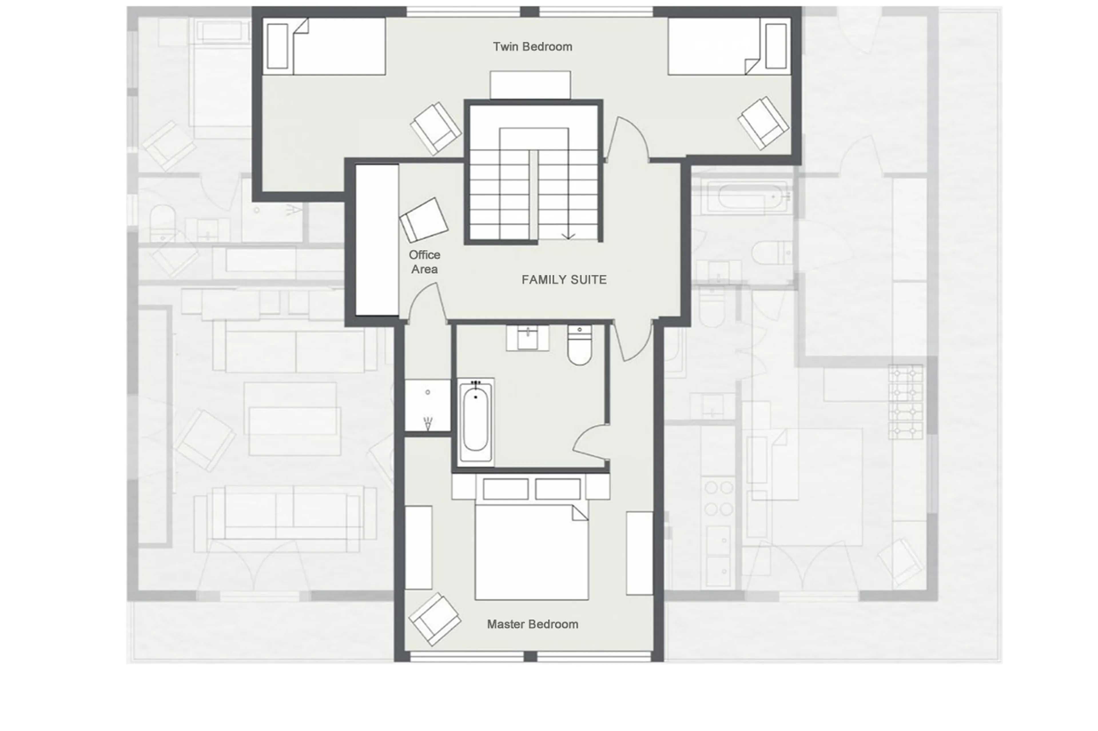 Level 2 floor plan of Ferme de Moudon in Les Gets