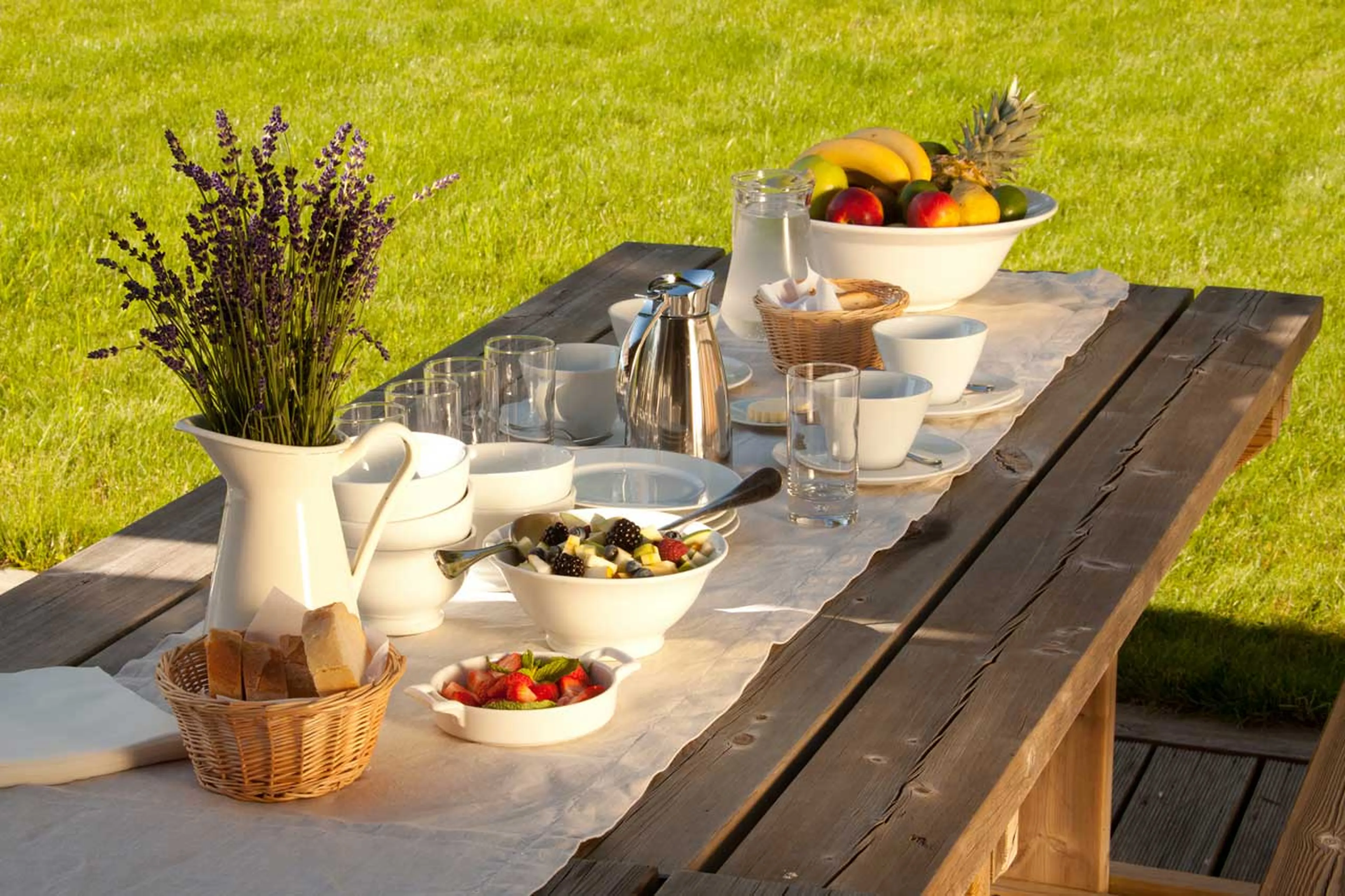 Summer dining at Ferme de Moudon in Les Gets